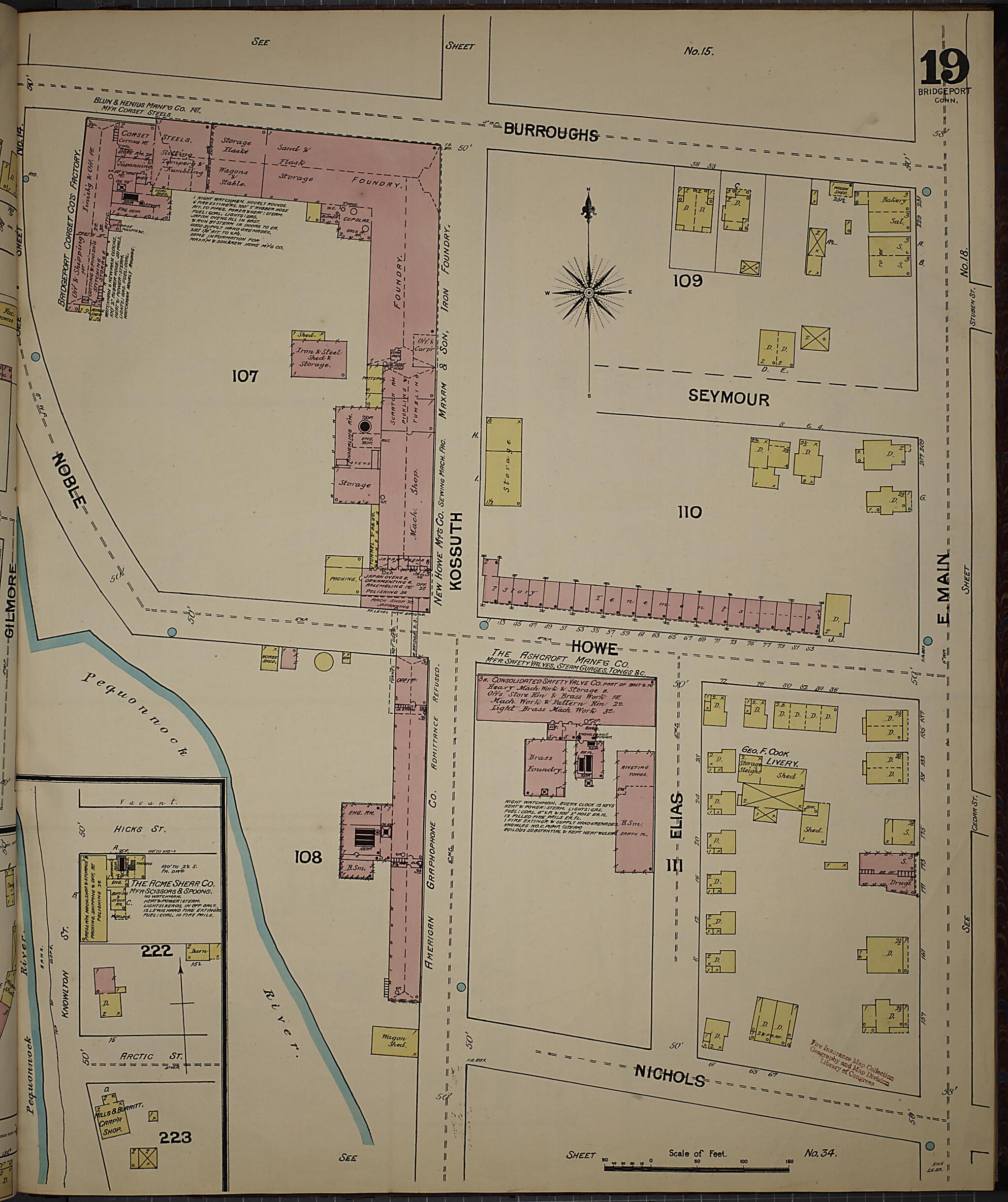 This old map of Bridgeport, Fairfield County, Connecticut was created by Sanborn Map Company in 1889