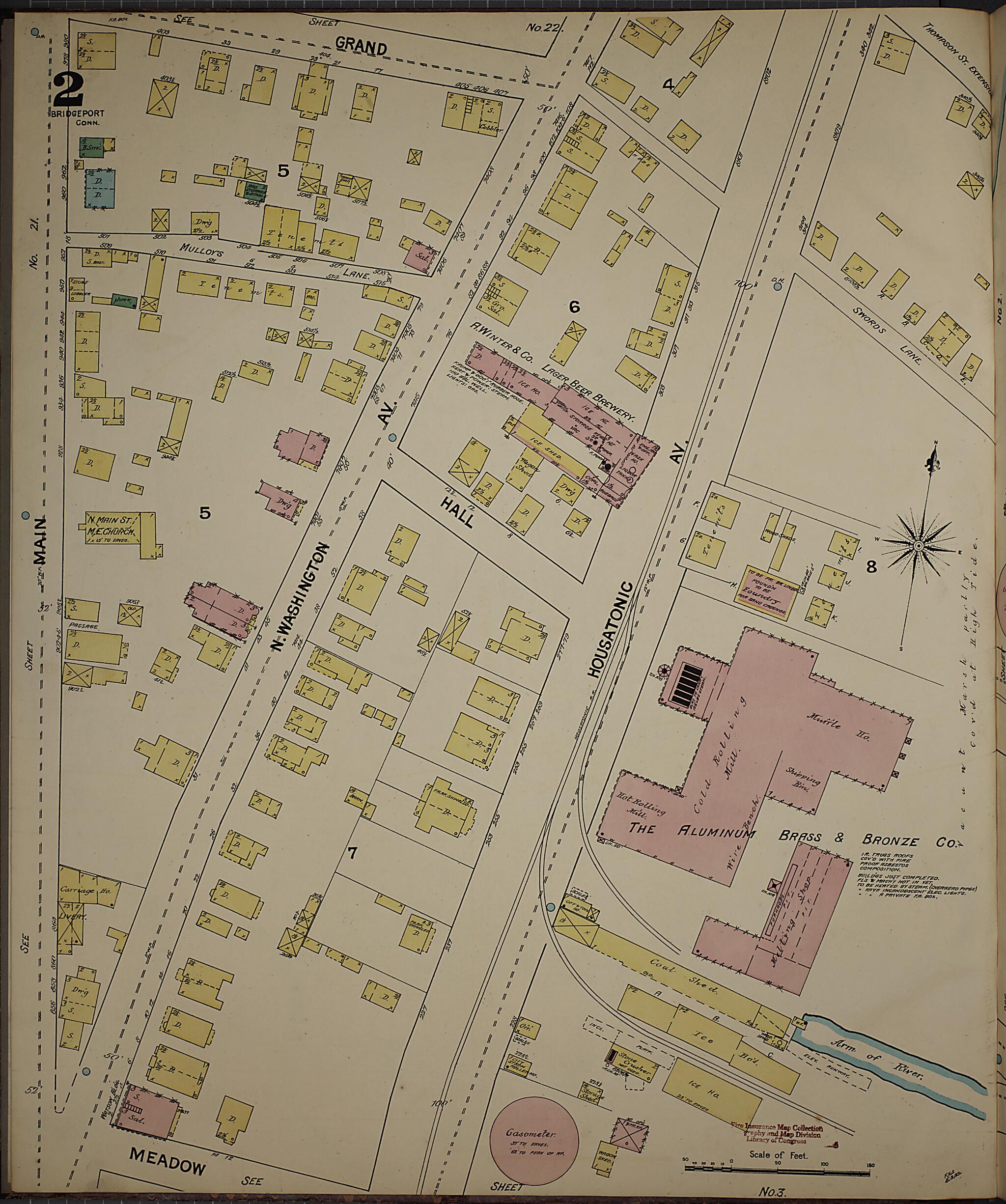 This old map of Bridgeport, Fairfield County, Connecticut was created by Sanborn Map Company in 1889