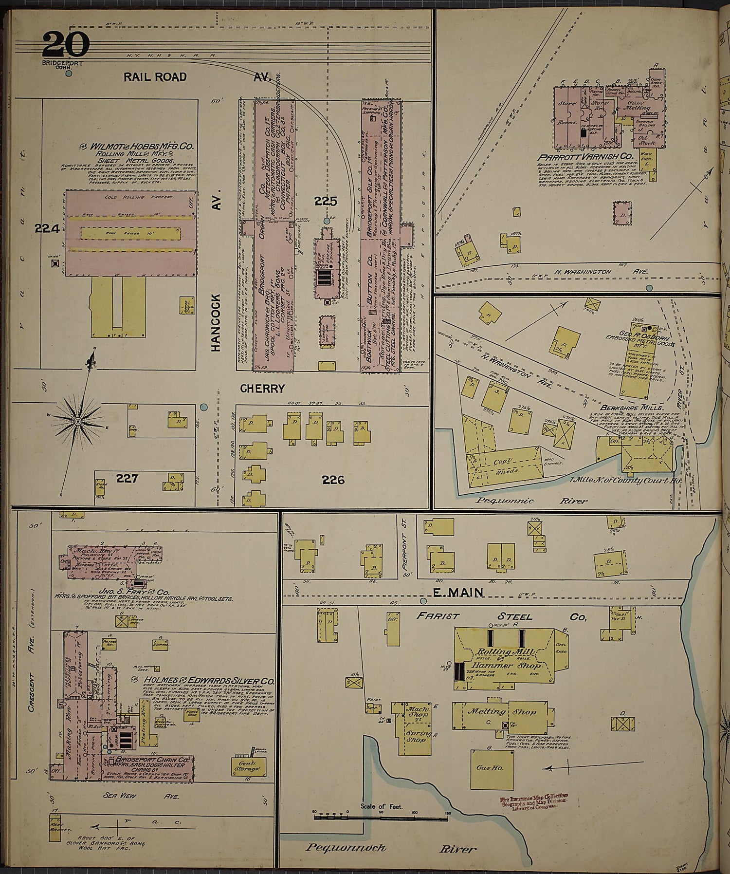 This old map of Bridgeport, Fairfield County, Connecticut was created by Sanborn Map Company in 1889