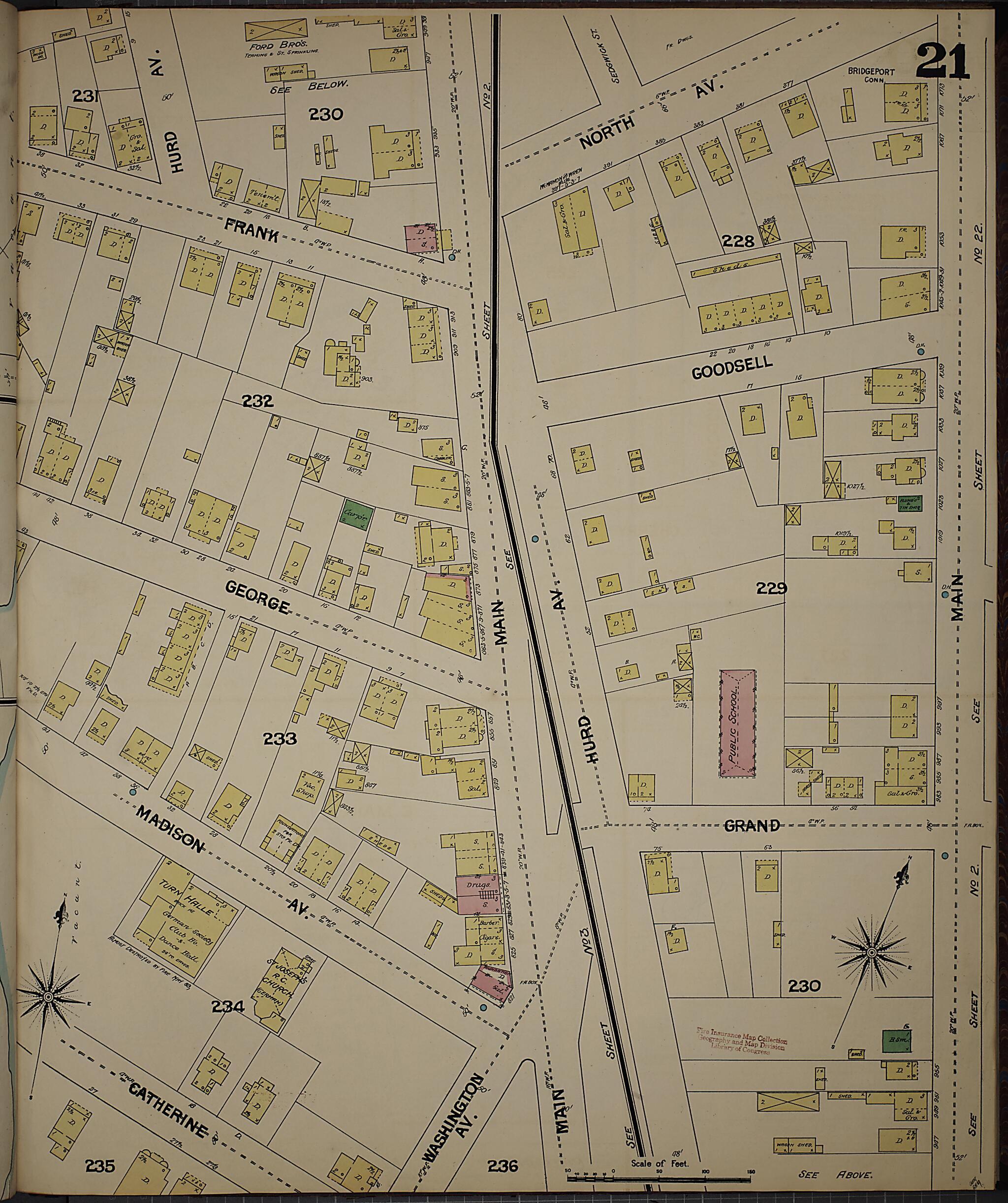This old map of Bridgeport, Fairfield County, Connecticut was created by Sanborn Map Company in 1889