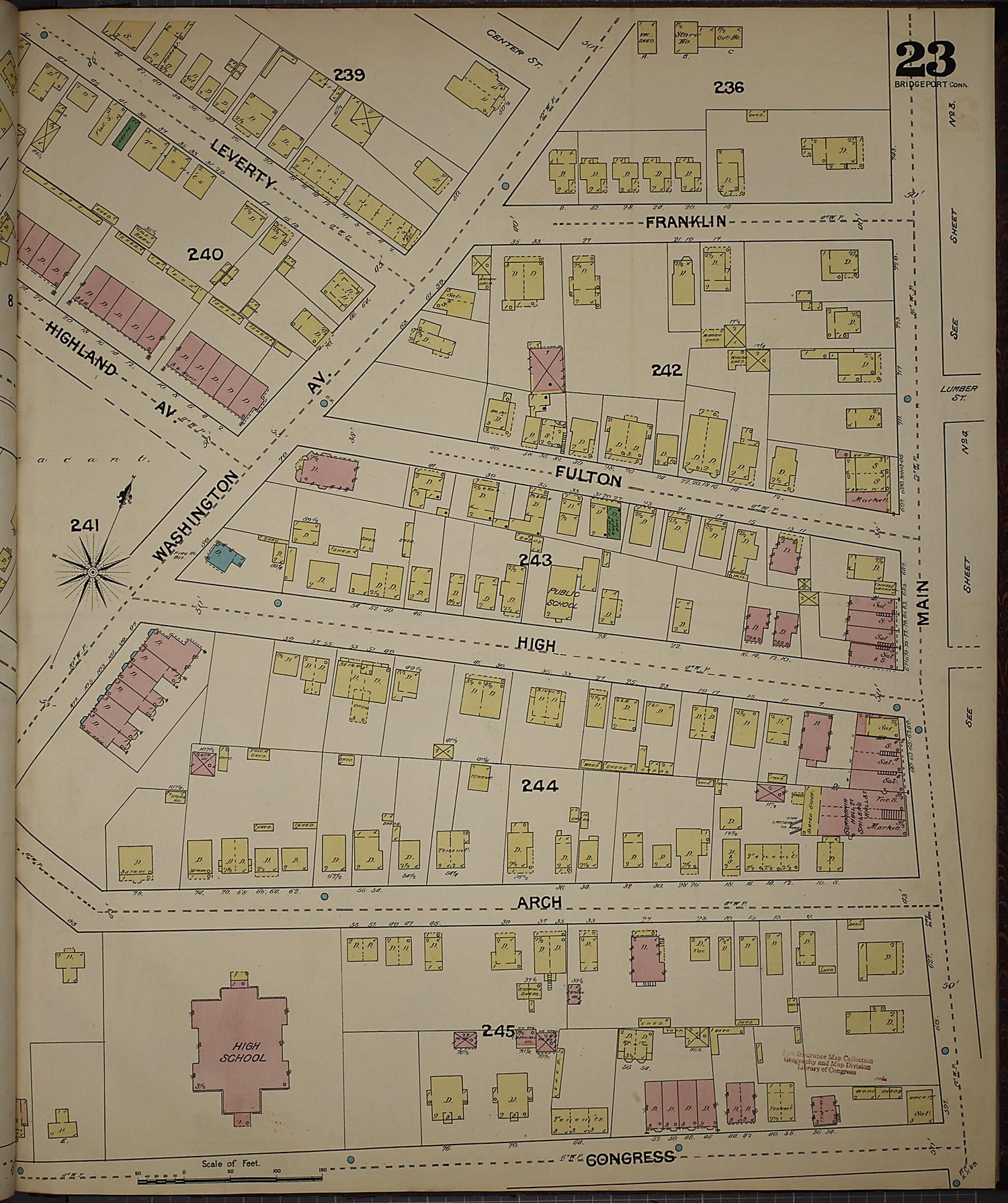 This old map of Bridgeport, Fairfield County, Connecticut was created by Sanborn Map Company in 1889