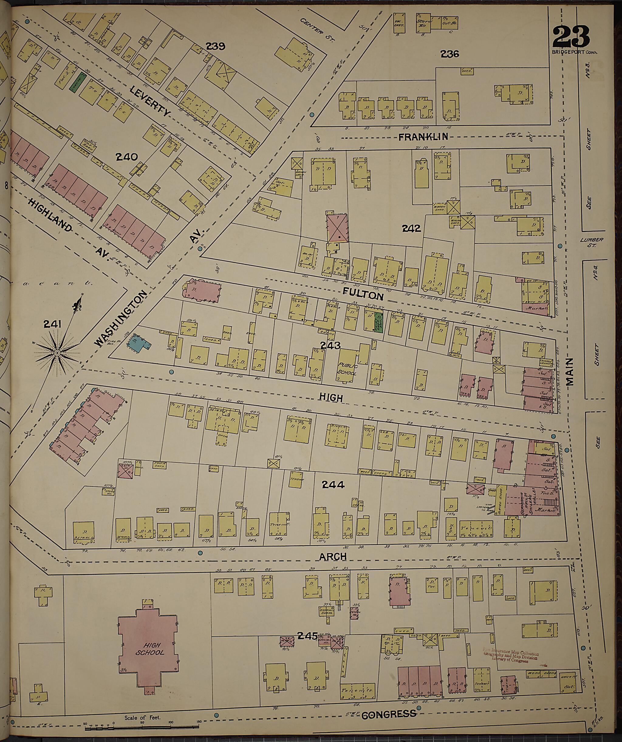 This old map of Bridgeport, Fairfield County, Connecticut was created by Sanborn Map Company in 1889