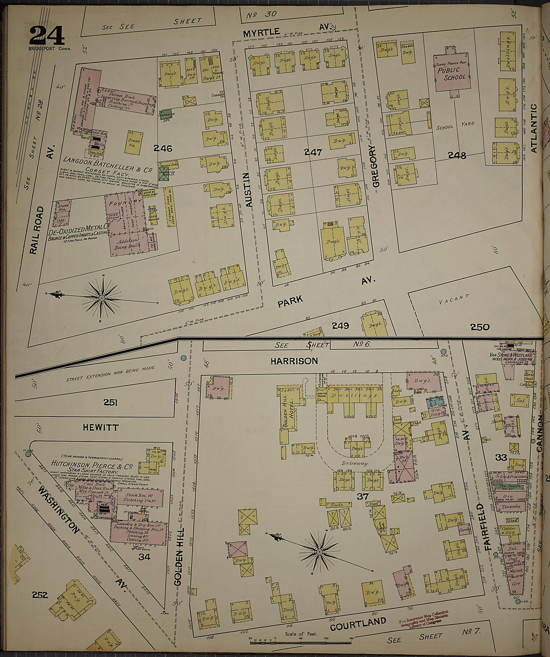 This old map of Bridgeport, Fairfield County, Connecticut was created by Sanborn Map Company in 1889
