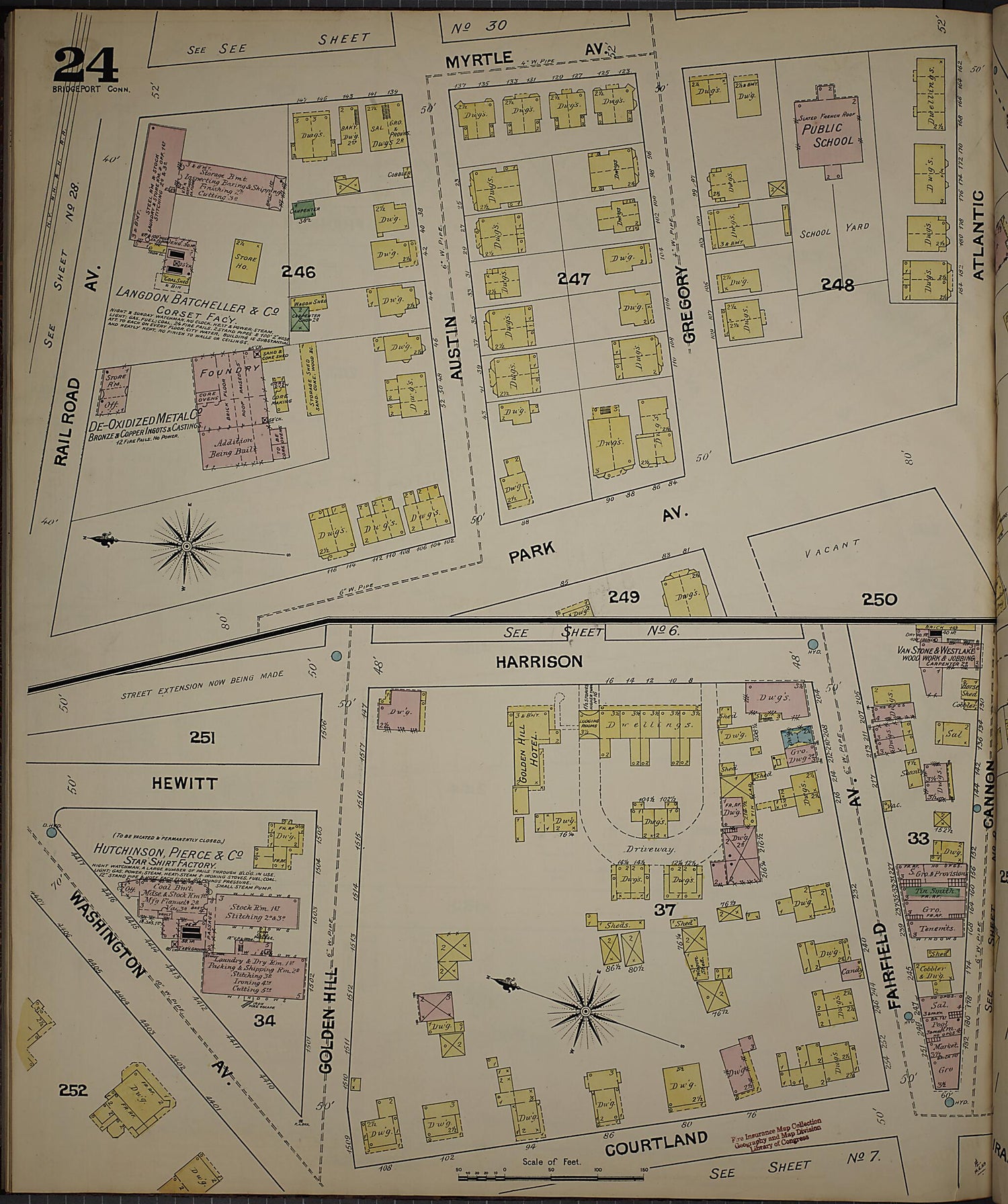 This old map of Bridgeport, Fairfield County, Connecticut was created by Sanborn Map Company in 1889