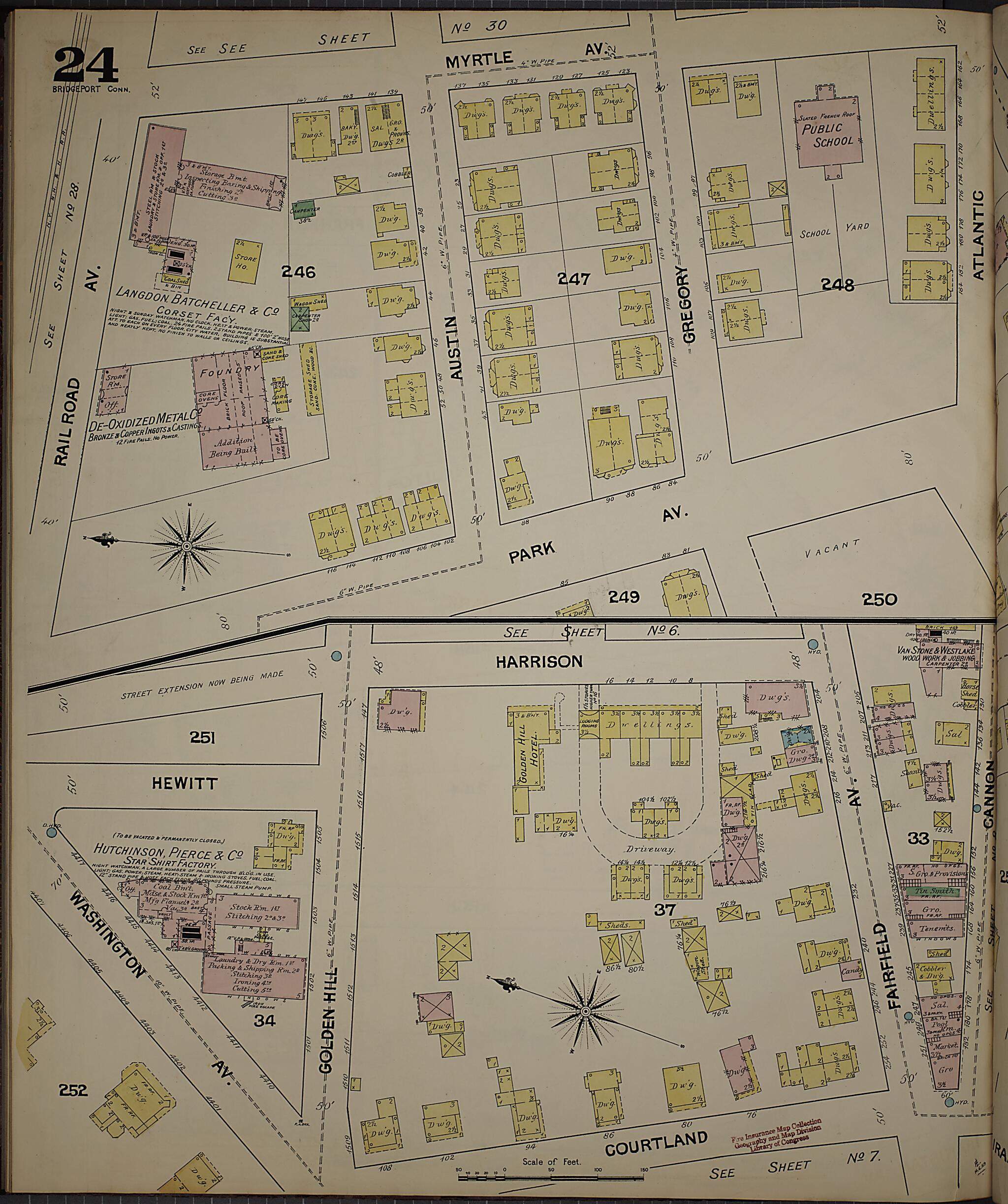 This old map of Bridgeport, Fairfield County, Connecticut was created by Sanborn Map Company in 1889