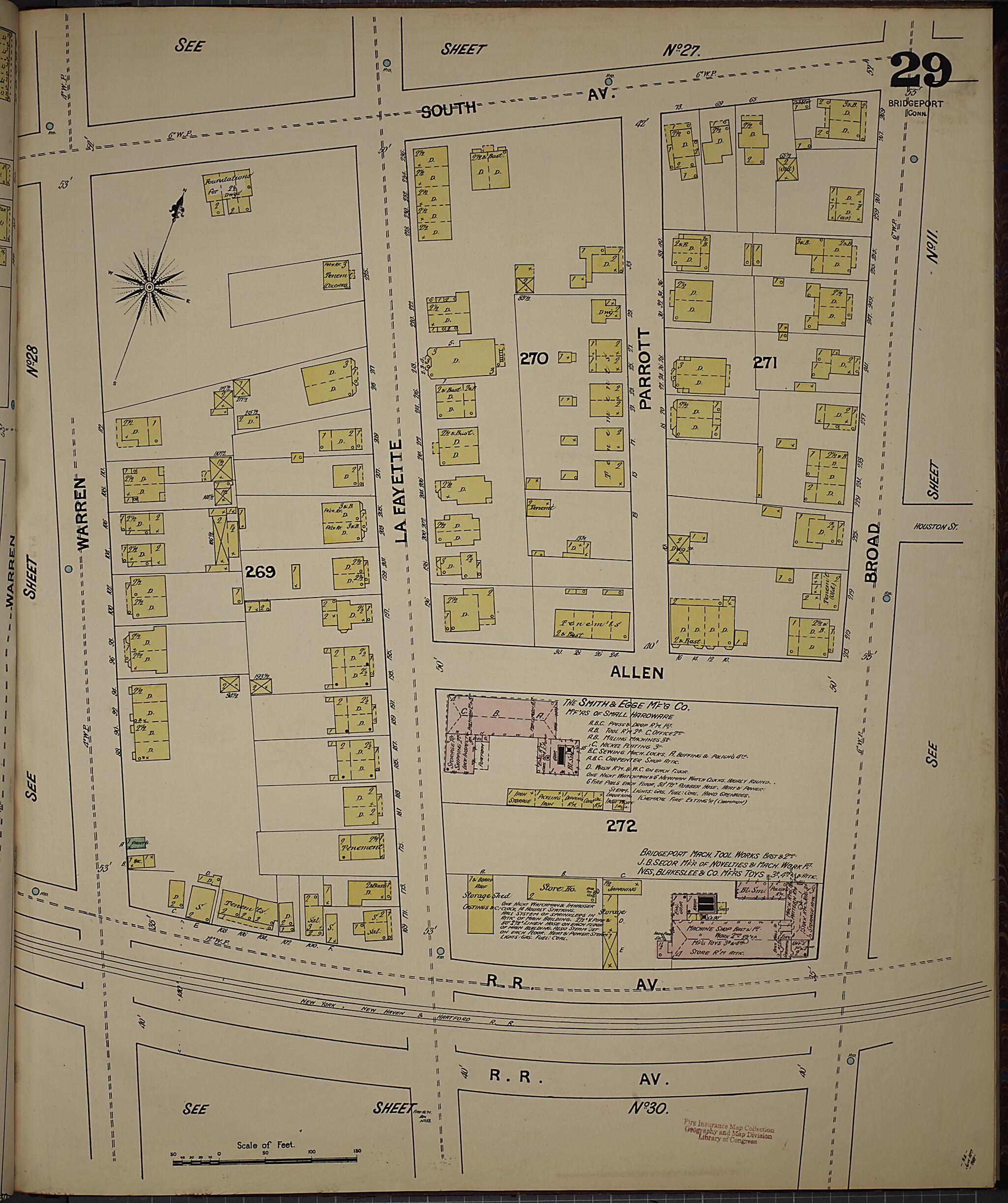 This old map of Bridgeport, Fairfield County, Connecticut was created by Sanborn Map Company in 1889