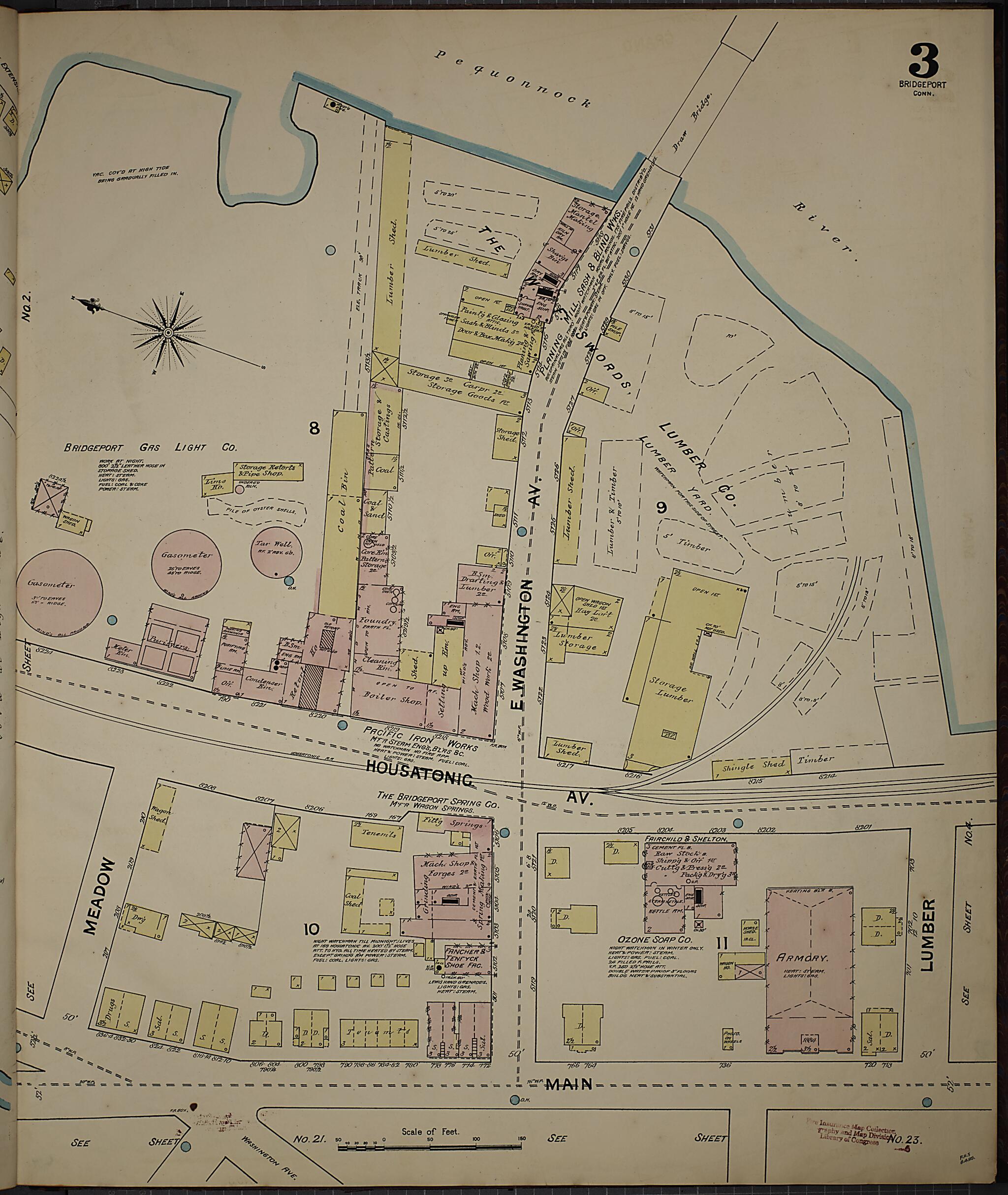 This old map of Bridgeport, Fairfield County, Connecticut was created by Sanborn Map Company in 1889