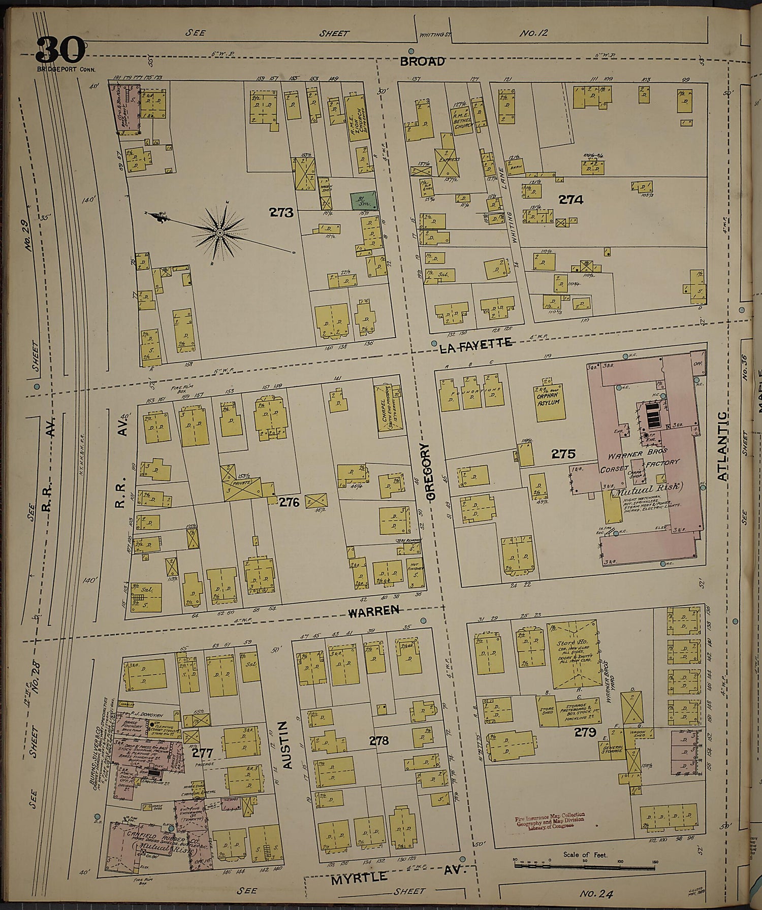 This old map of Bridgeport, Fairfield County, Connecticut was created by Sanborn Map Company in 1889