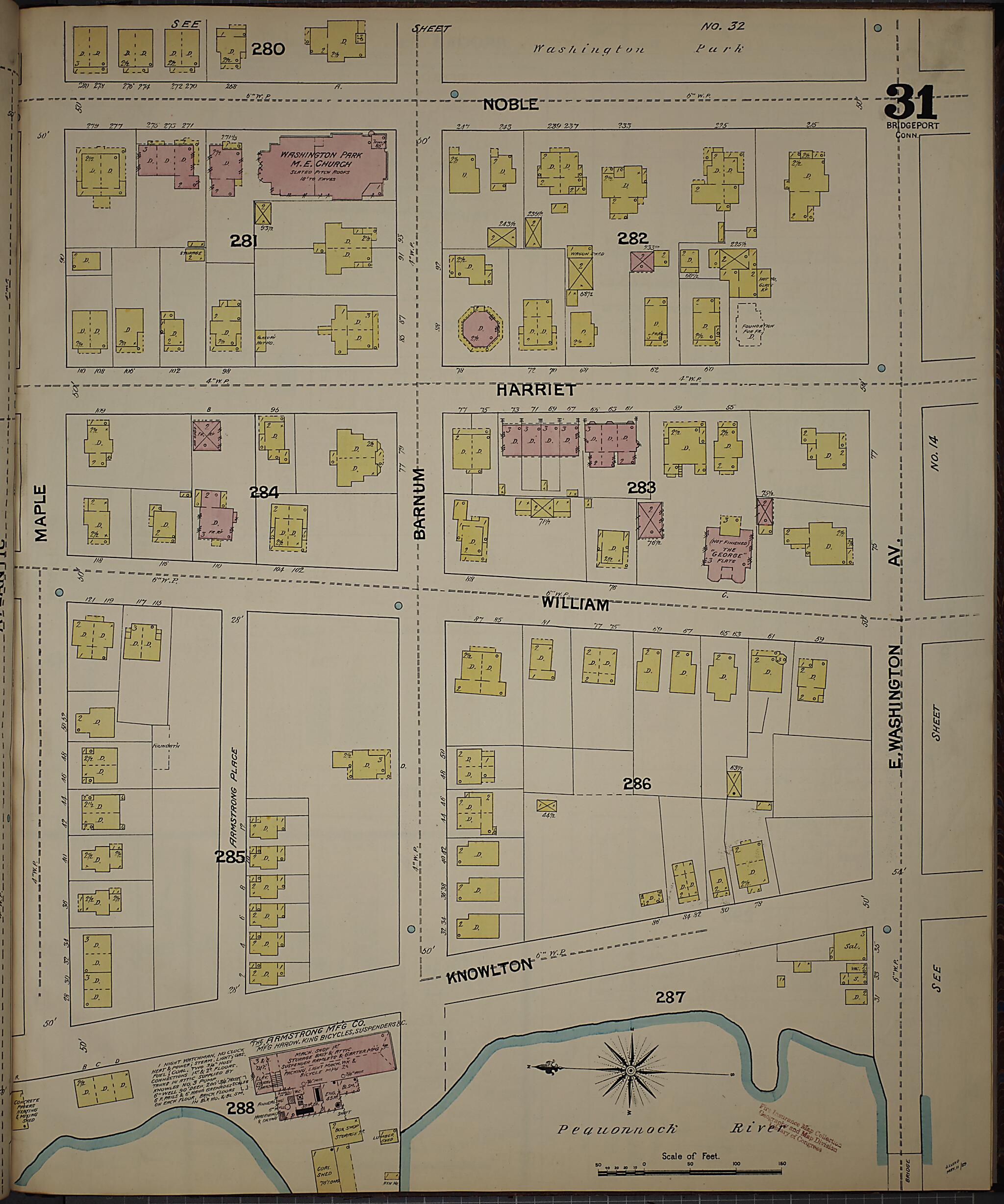 This old map of Bridgeport, Fairfield County, Connecticut was created by Sanborn Map Company in 1889