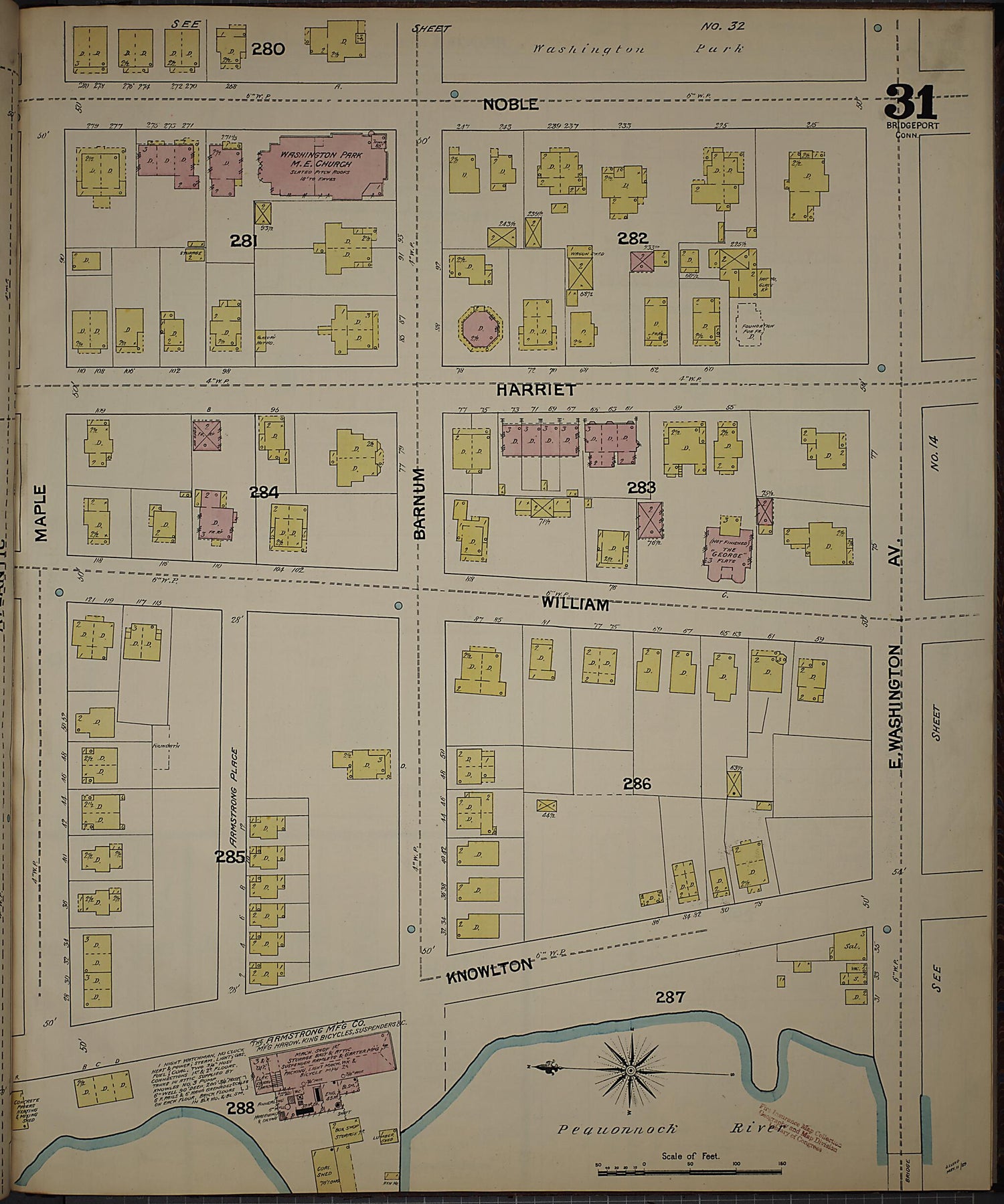 This old map of Bridgeport, Fairfield County, Connecticut was created by Sanborn Map Company in 1889