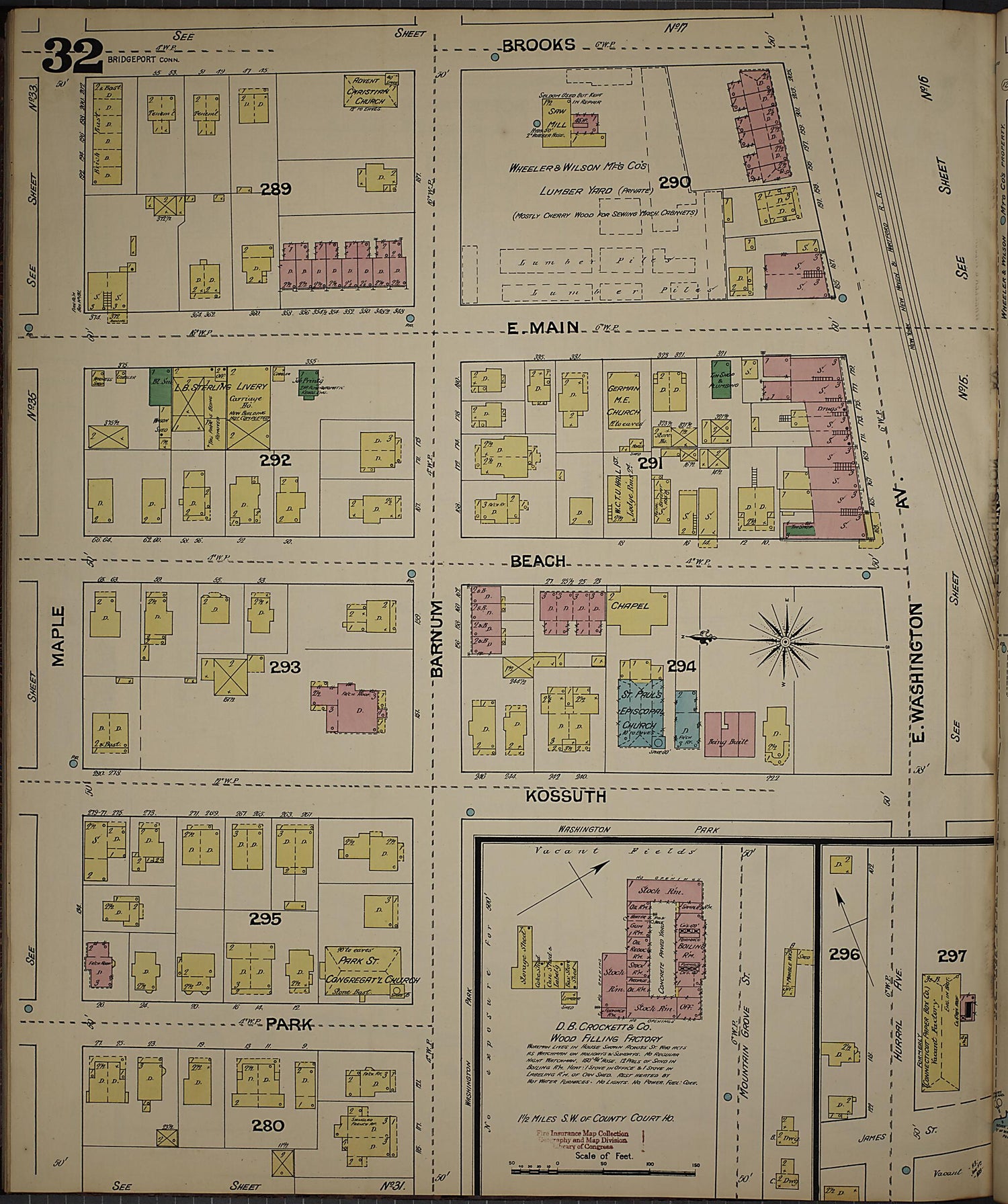 This old map of Bridgeport, Fairfield County, Connecticut was created by Sanborn Map Company in 1889