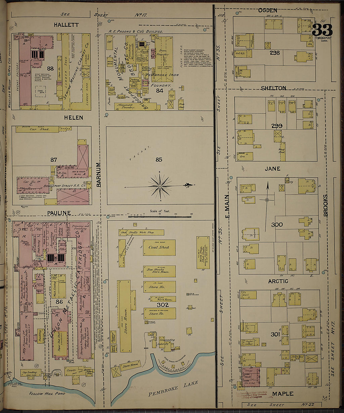 This old map of Bridgeport, Fairfield County, Connecticut was created by Sanborn Map Company in 1889
