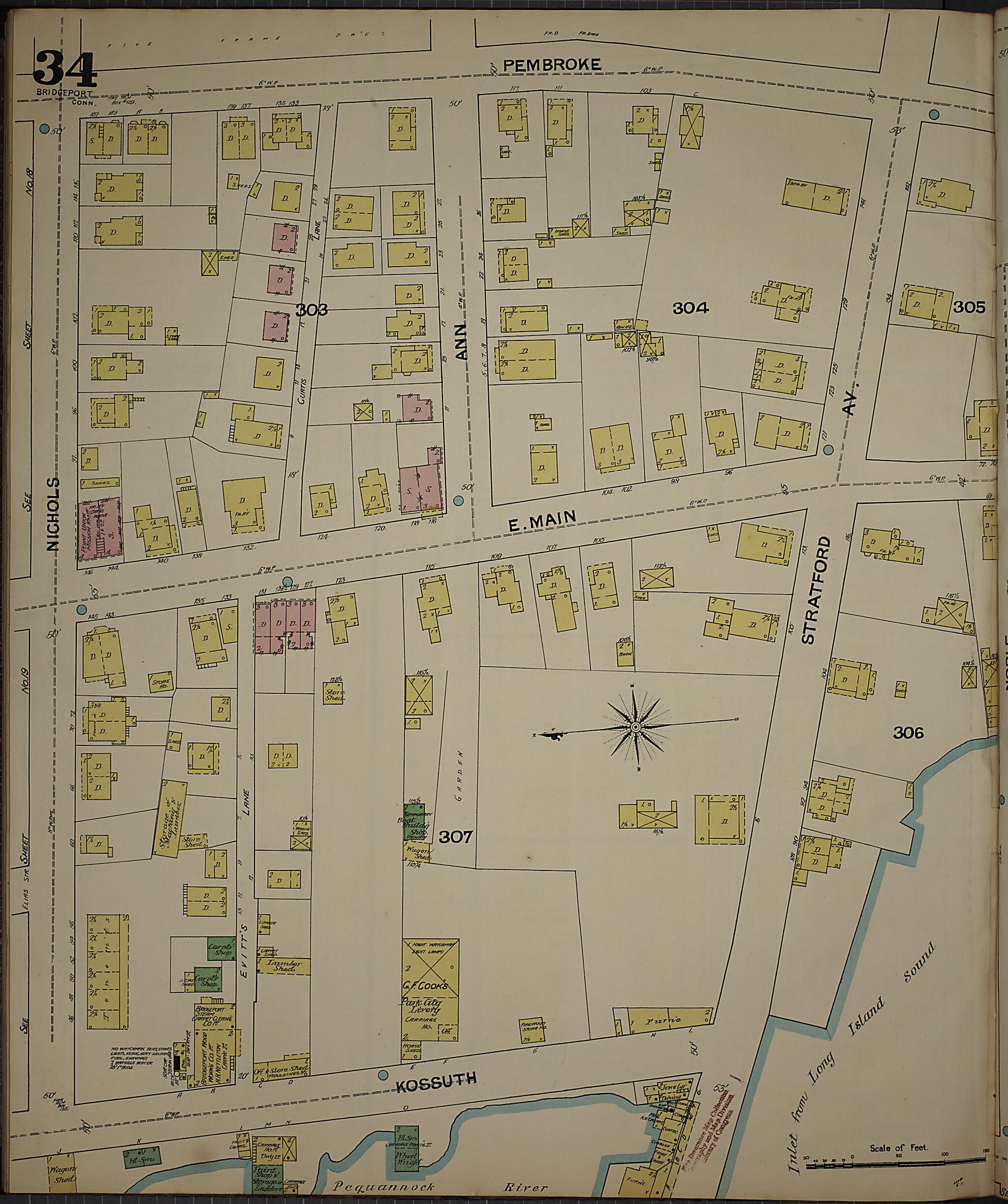 This old map of Bridgeport, Fairfield County, Connecticut was created by Sanborn Map Company in 1889