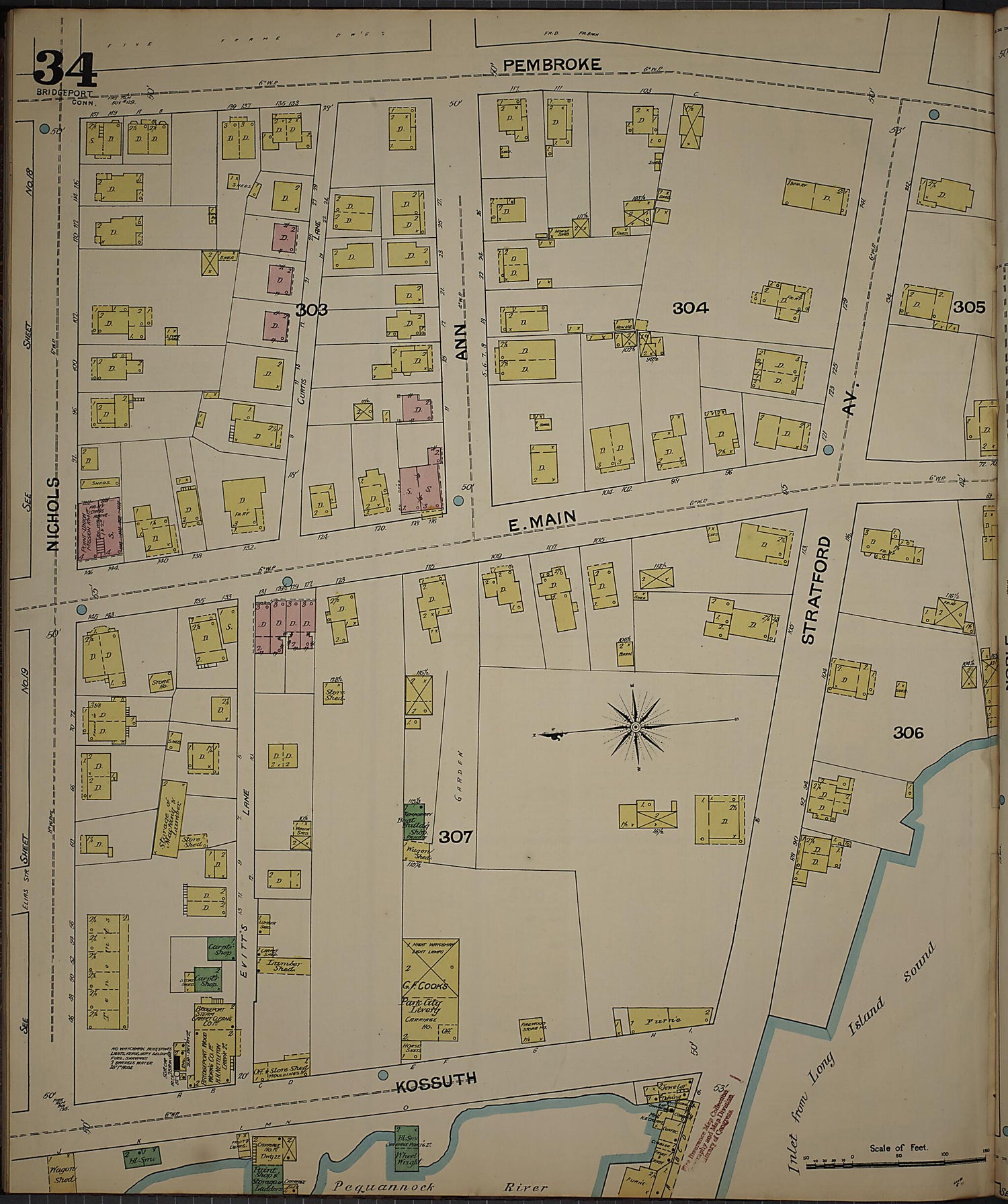 This old map of Bridgeport, Fairfield County, Connecticut was created by Sanborn Map Company in 1889