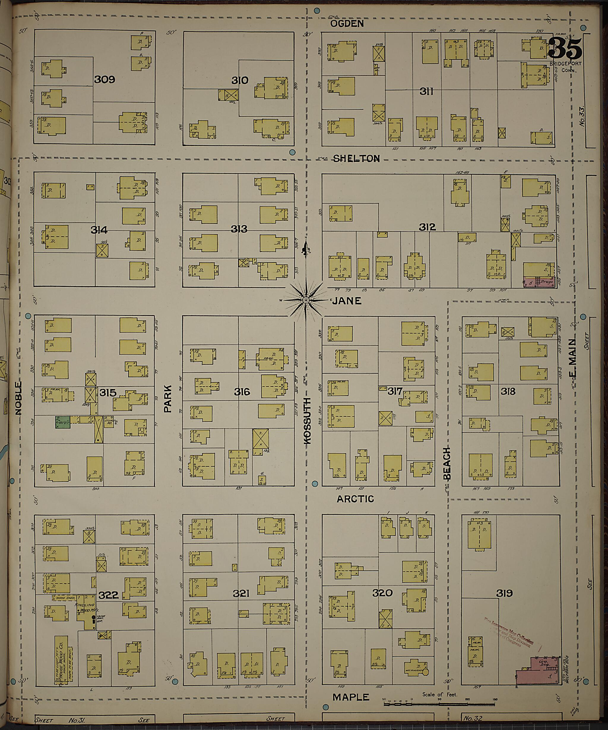 This old map of Bridgeport, Fairfield County, Connecticut was created by Sanborn Map Company in 1889