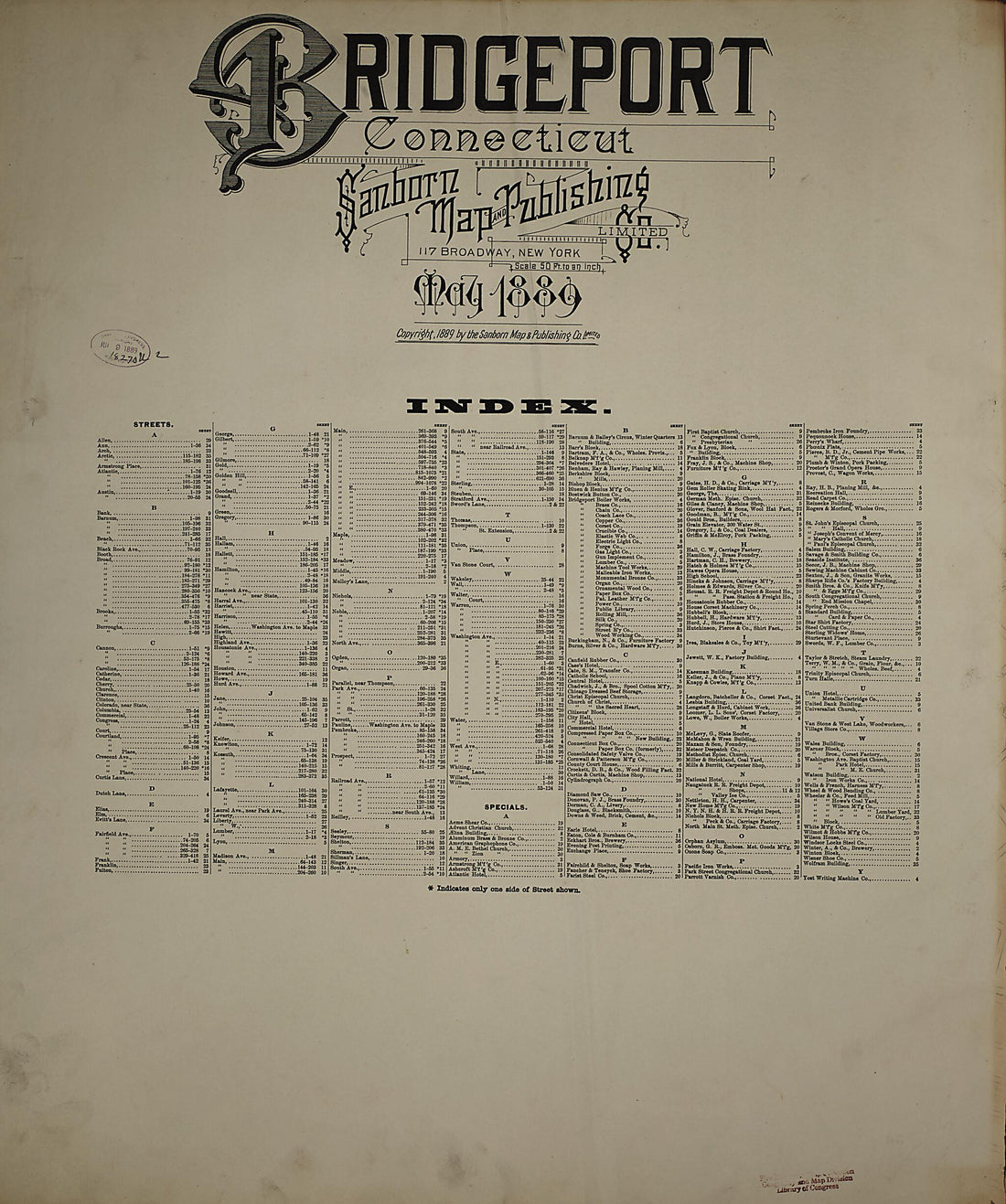 This old map of Bridgeport, Fairfield County, Connecticut was created by Sanborn Map Company in 1889