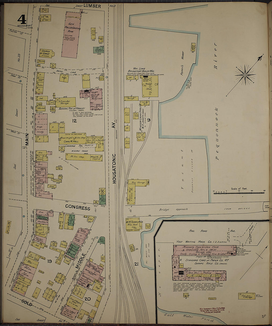 This old map of Bridgeport, Fairfield County, Connecticut was created by Sanborn Map Company in 1889