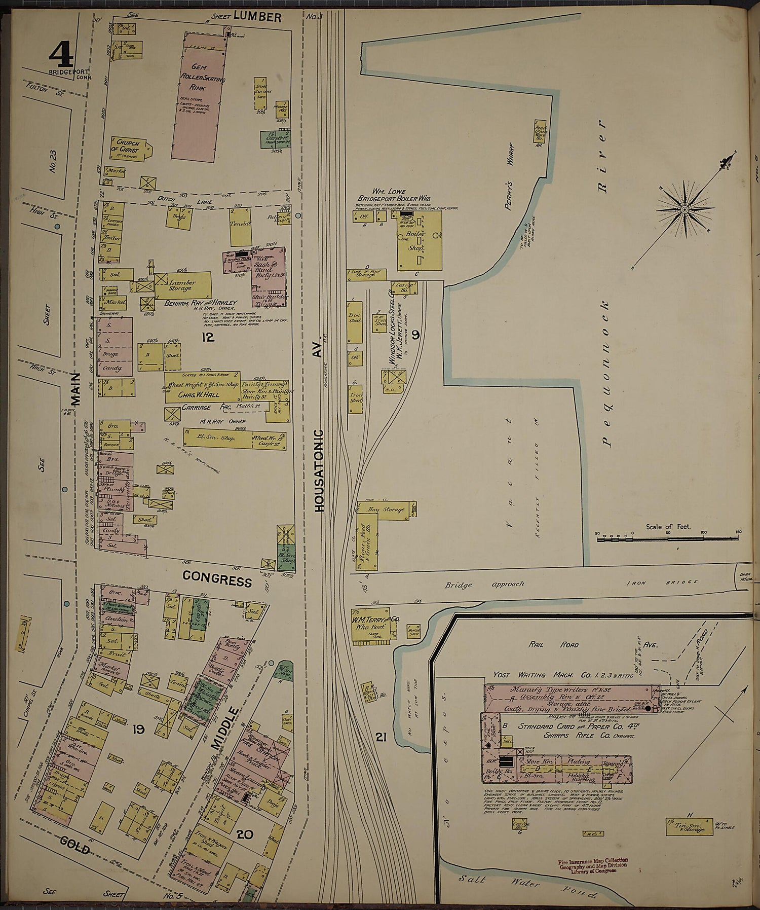 This old map of Bridgeport, Fairfield County, Connecticut was created by Sanborn Map Company in 1889