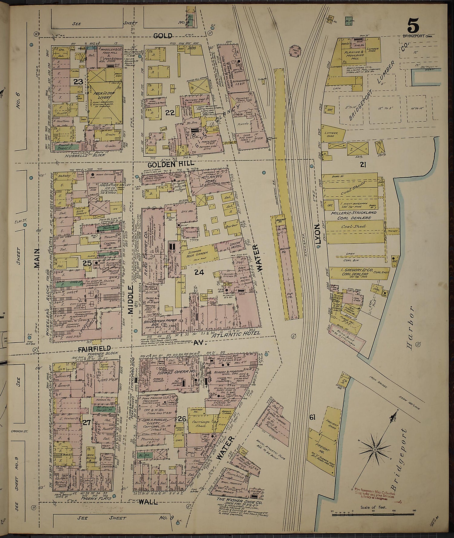 This old map of Bridgeport, Fairfield County, Connecticut was created by Sanborn Map Company in 1889