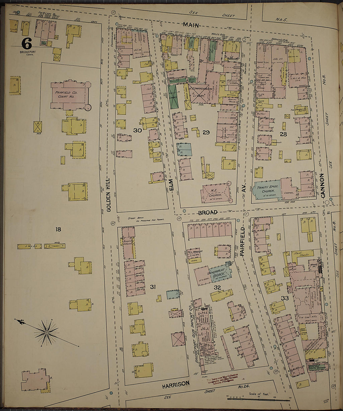 This old map of Bridgeport, Fairfield County, Connecticut was created by Sanborn Map Company in 1889
