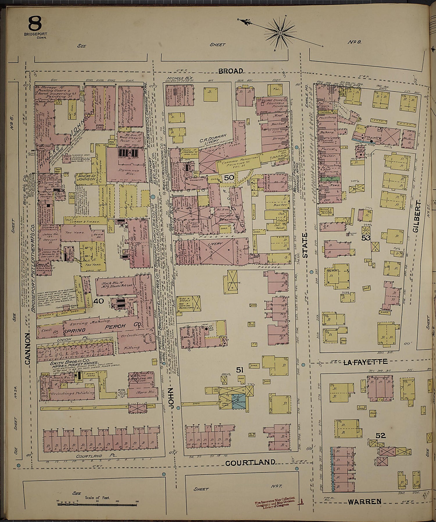 This old map of Bridgeport, Fairfield County, Connecticut was created by Sanborn Map Company in 1889