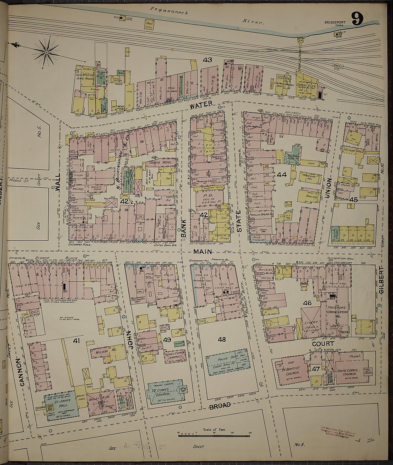 This old map of Bridgeport, Fairfield County, Connecticut was created by Sanborn Map Company in 1889