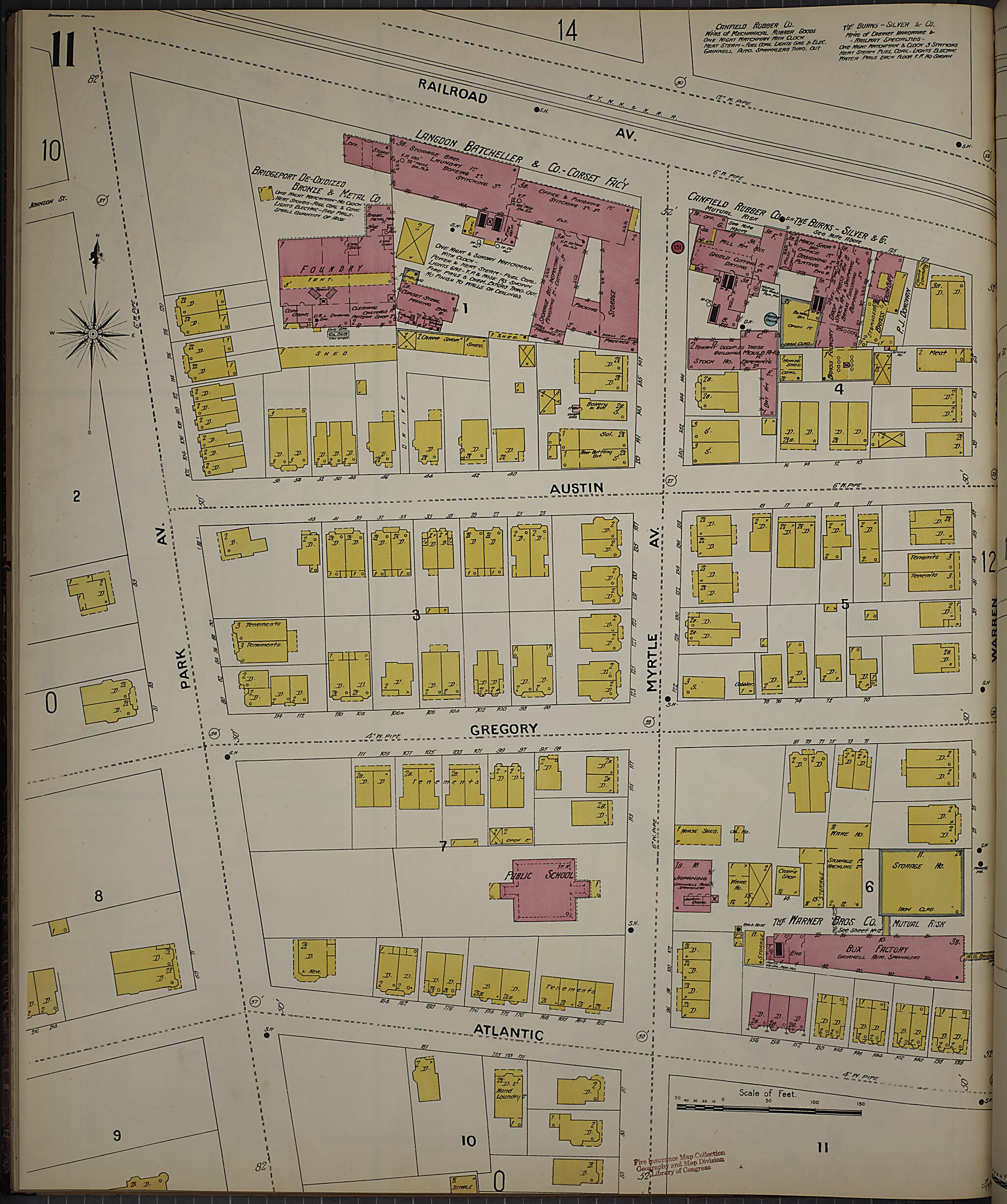 This old map of Bridgeport, Fairfield County, Connecticut was created by Sanborn Map Company in 1898
