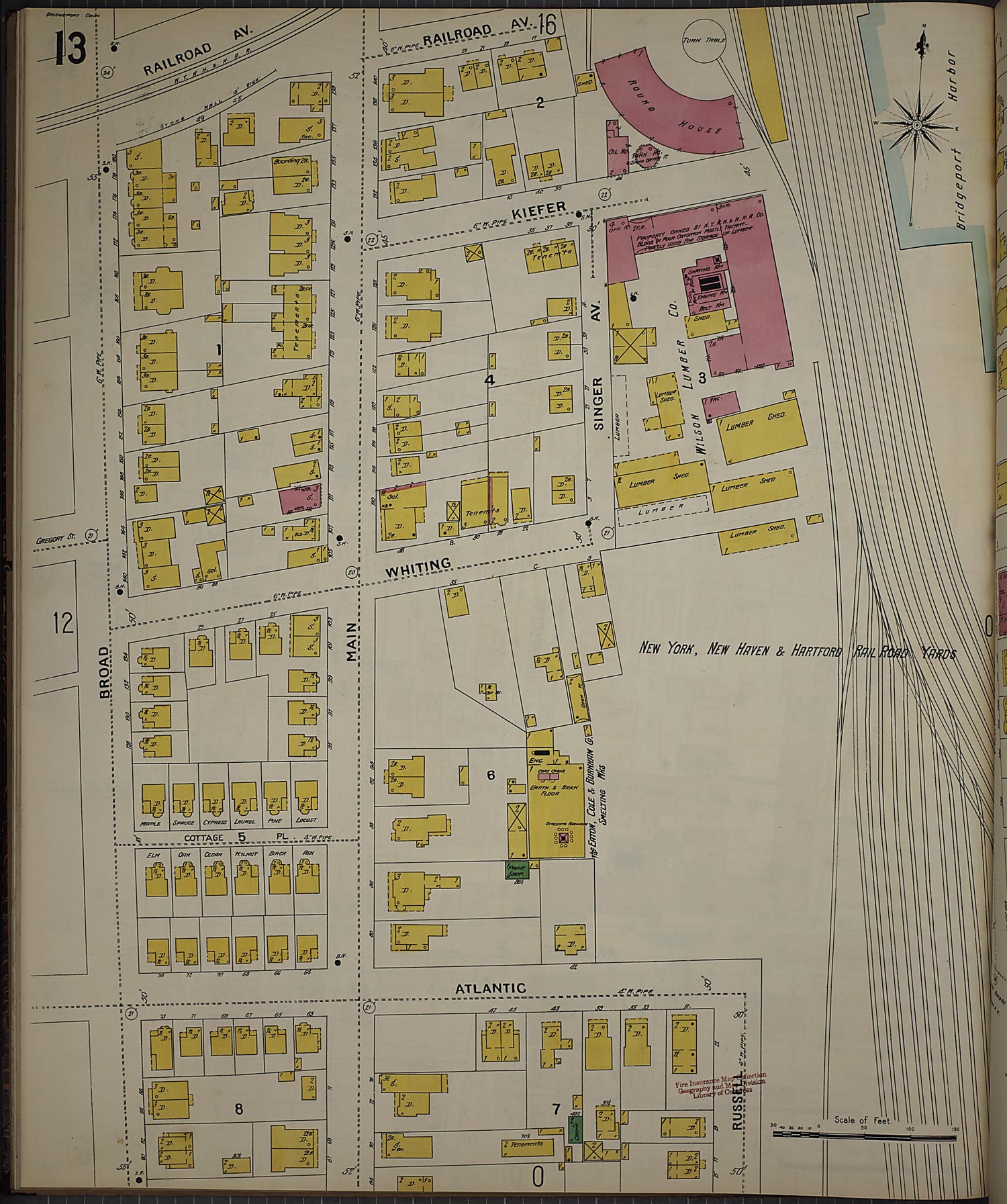 This old map of Bridgeport, Fairfield County, Connecticut was created by Sanborn Map Company in 1898