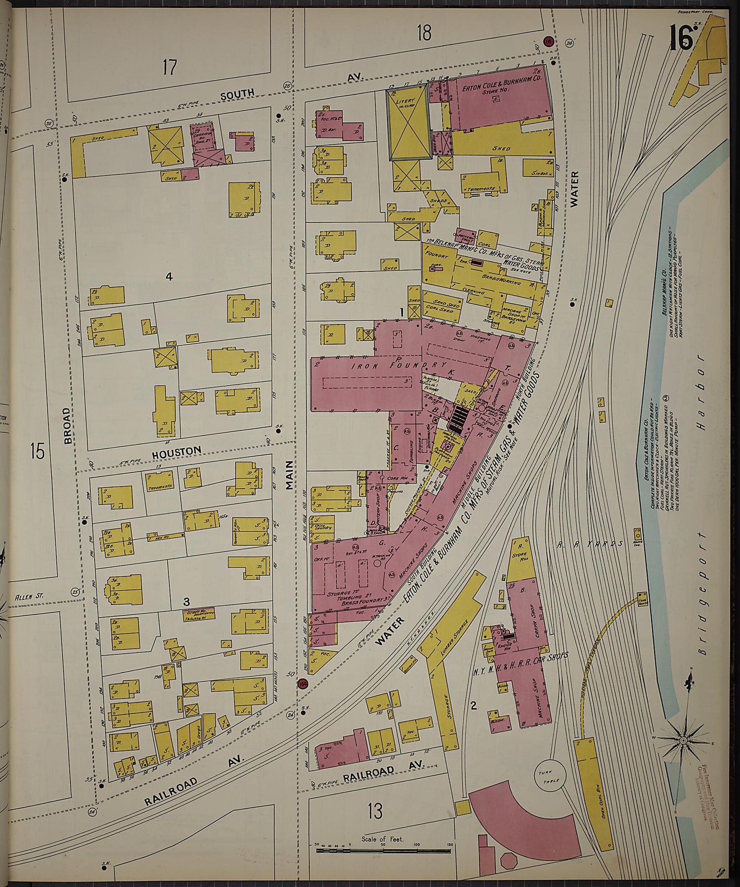 This old map of Bridgeport, Fairfield County, Connecticut was created by Sanborn Map Company in 1898