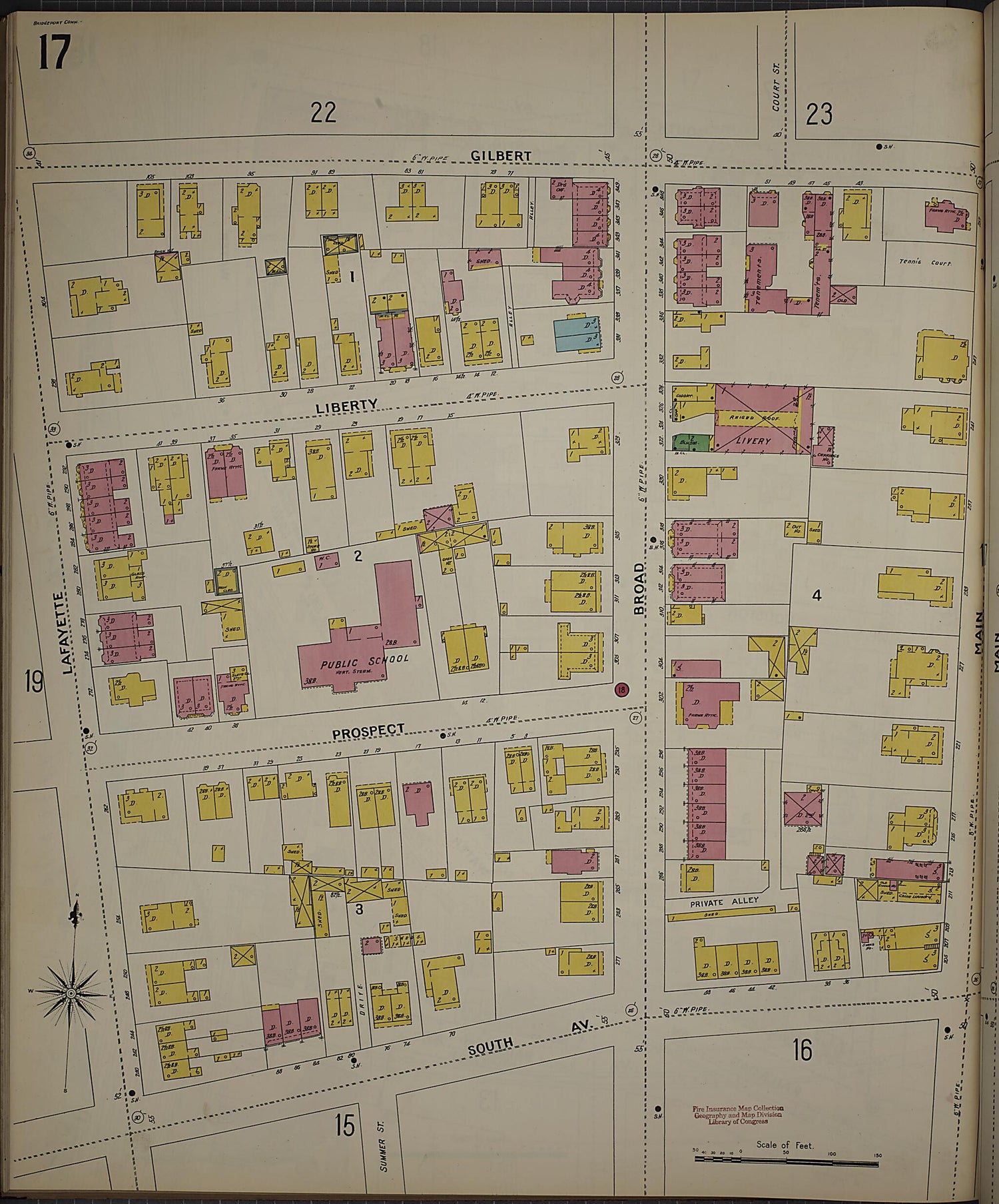 This old map of Bridgeport, Fairfield County, Connecticut was created by Sanborn Map Company in 1898
