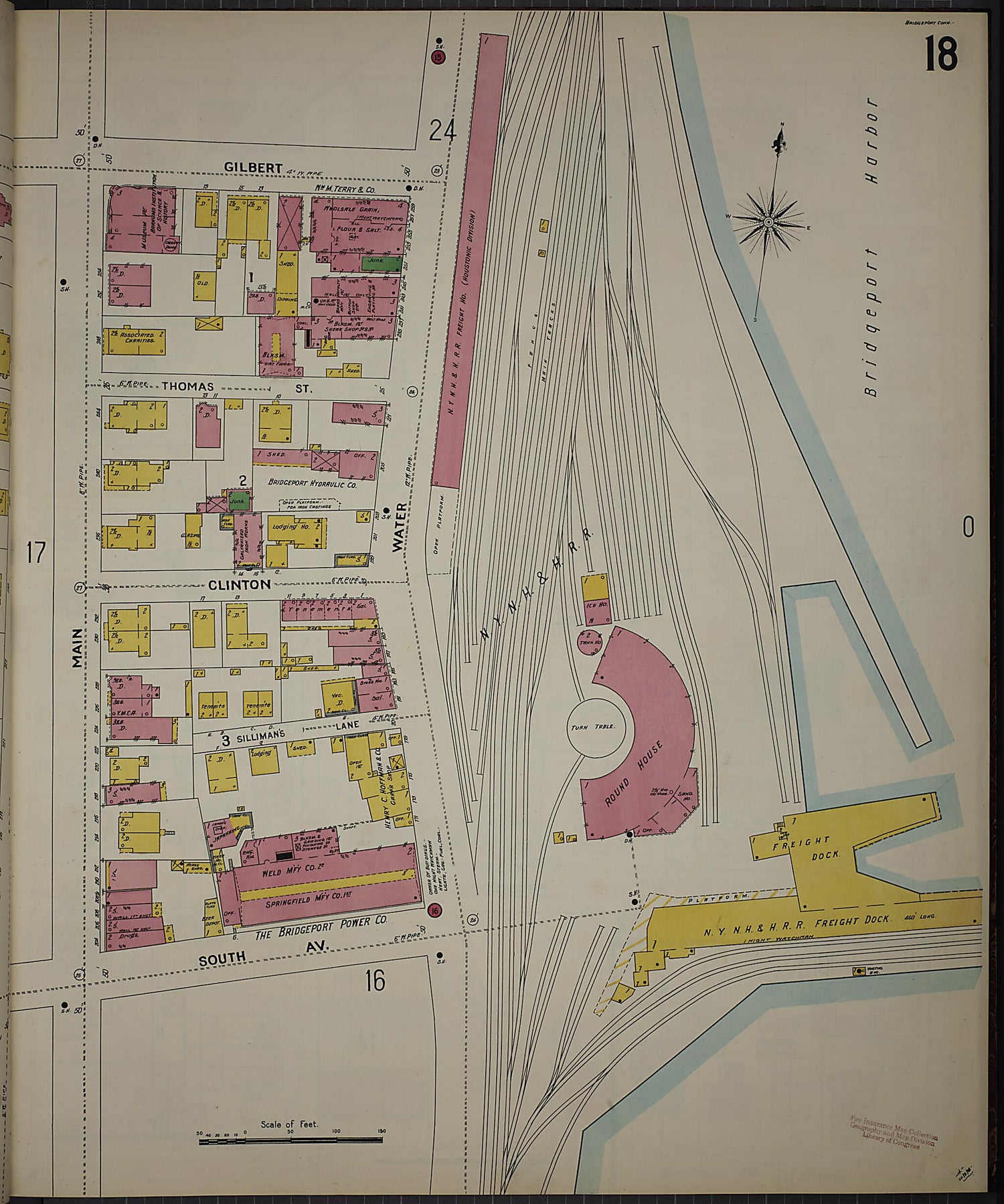 This old map of Bridgeport, Fairfield County, Connecticut was created by Sanborn Map Company in 1898