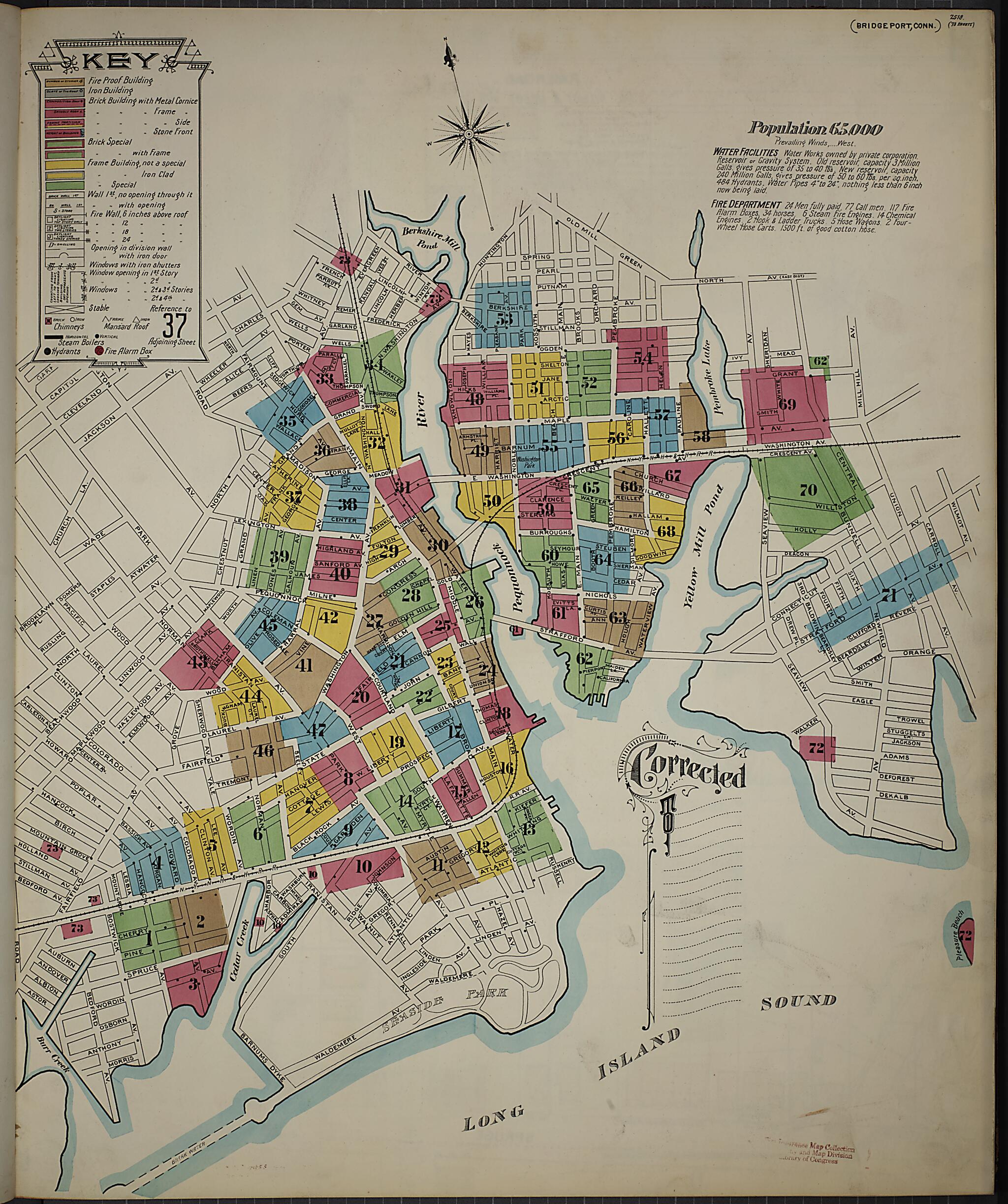 This old map of Bridgeport, Fairfield County, Connecticut was created by Sanborn Map Company in 1898