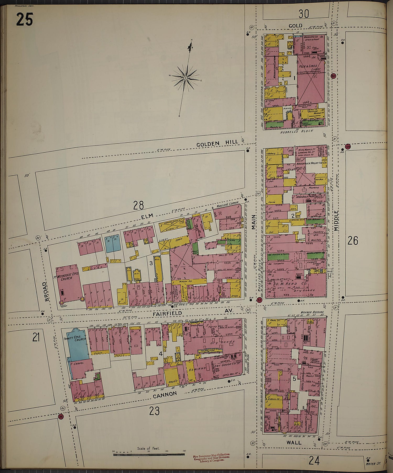 This old map of Bridgeport, Fairfield County, Connecticut was created by Sanborn Map Company in 1898