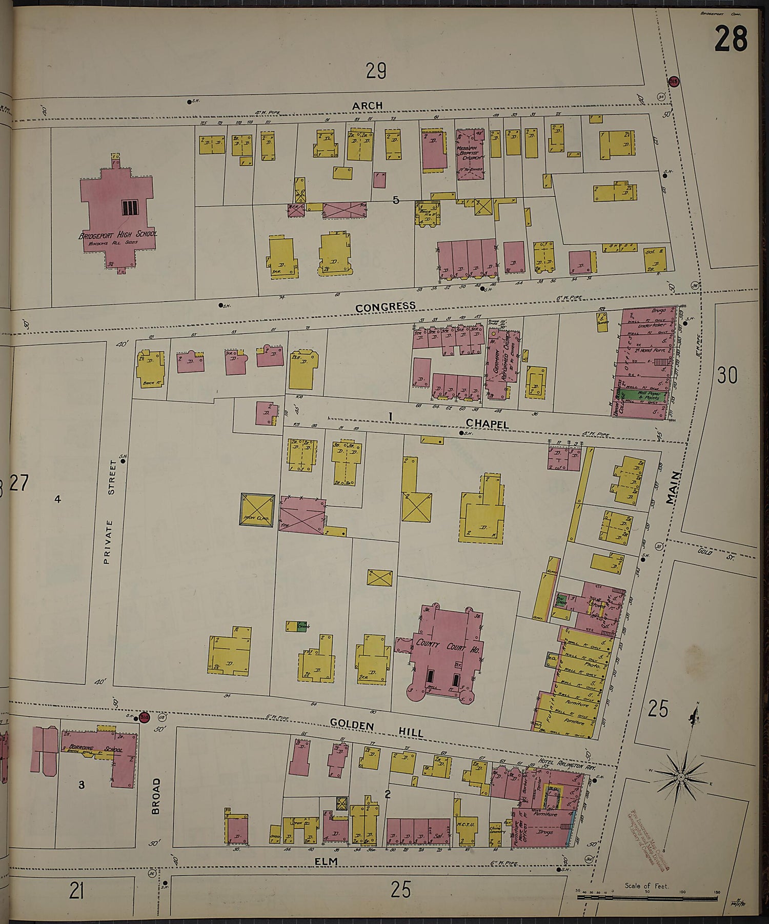 This old map of Bridgeport, Fairfield County, Connecticut was created by Sanborn Map Company in 1898