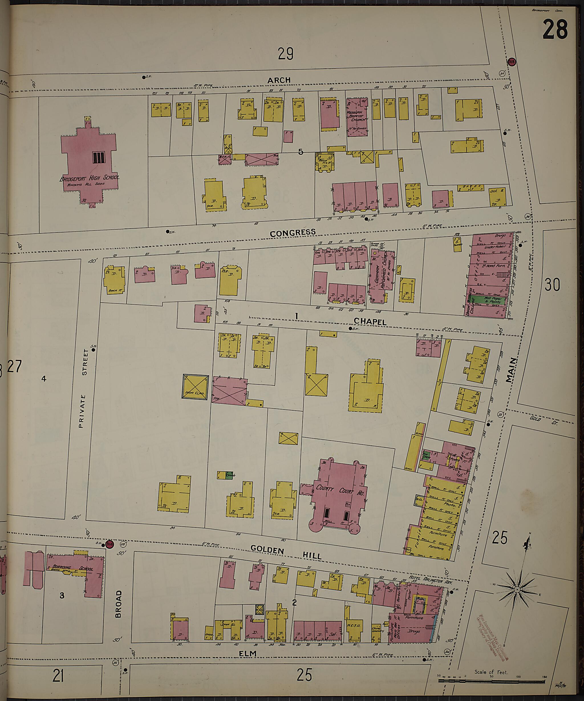 This old map of Bridgeport, Fairfield County, Connecticut was created by Sanborn Map Company in 1898