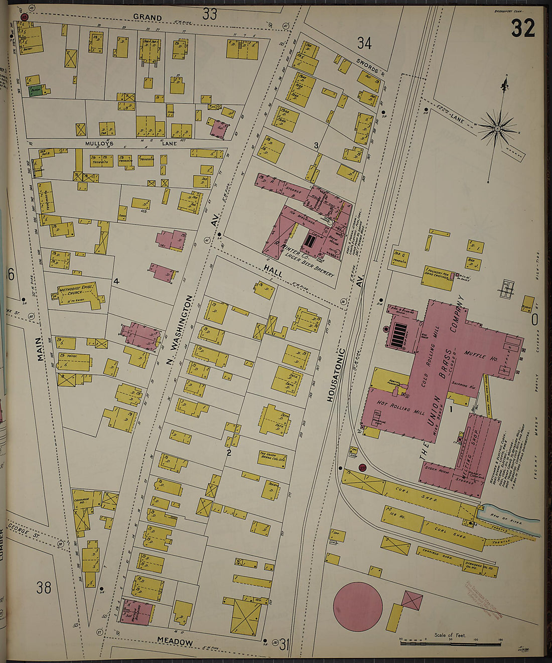 This old map of Bridgeport, Fairfield County, Connecticut was created by Sanborn Map Company in 1898