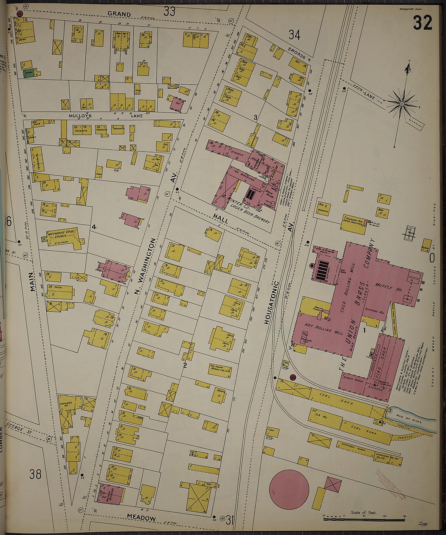 This old map of Bridgeport, Fairfield County, Connecticut was created by Sanborn Map Company in 1898