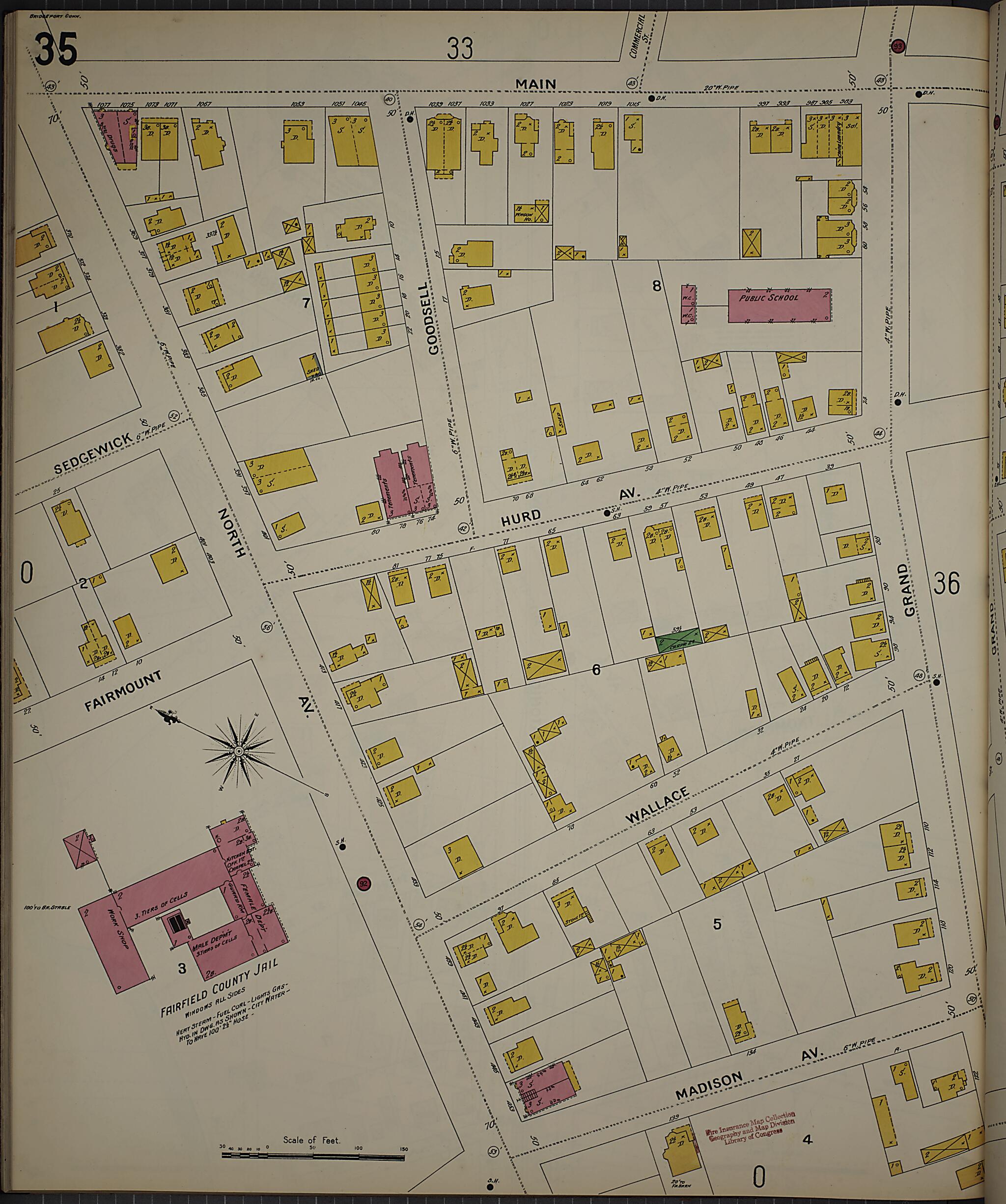 This old map of Bridgeport, Fairfield County, Connecticut was created by Sanborn Map Company in 1898