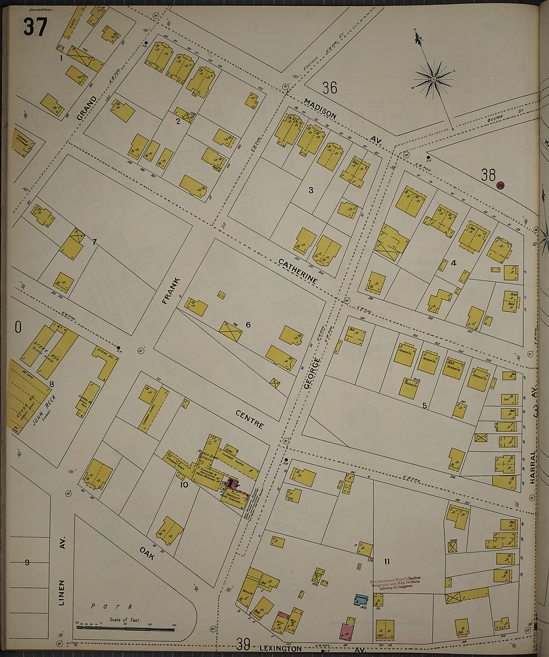 This old map of Bridgeport, Fairfield County, Connecticut was created by Sanborn Map Company in 1898