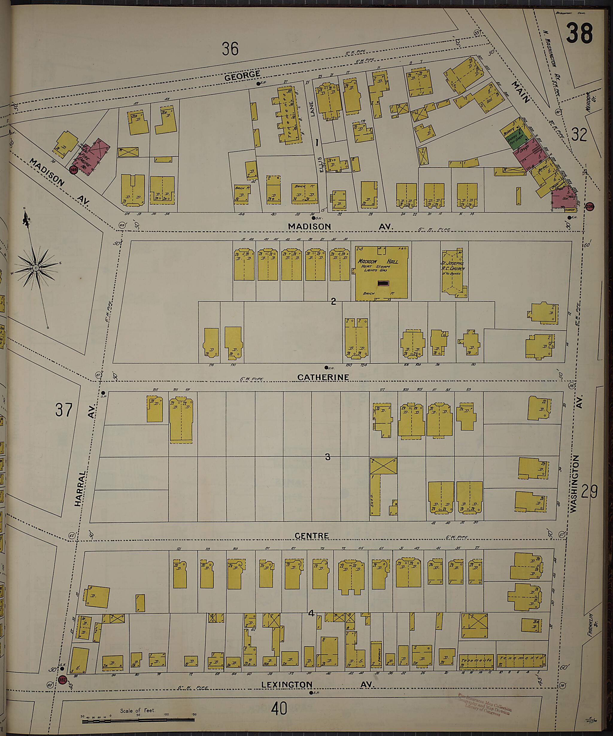 This old map of Bridgeport, Fairfield County, Connecticut was created by Sanborn Map Company in 1898