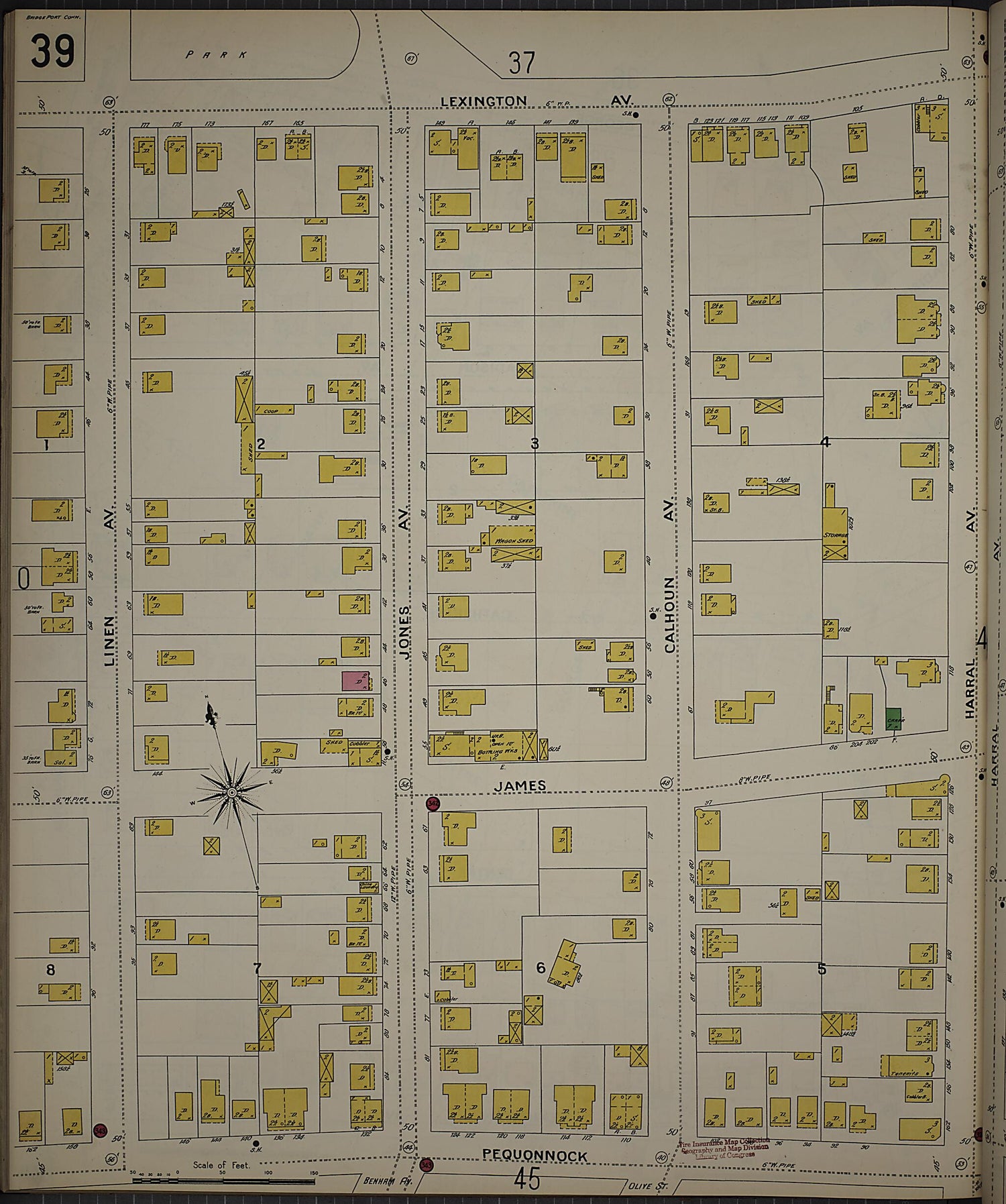 This old map of Bridgeport, Fairfield County, Connecticut was created by Sanborn Map Company in 1898