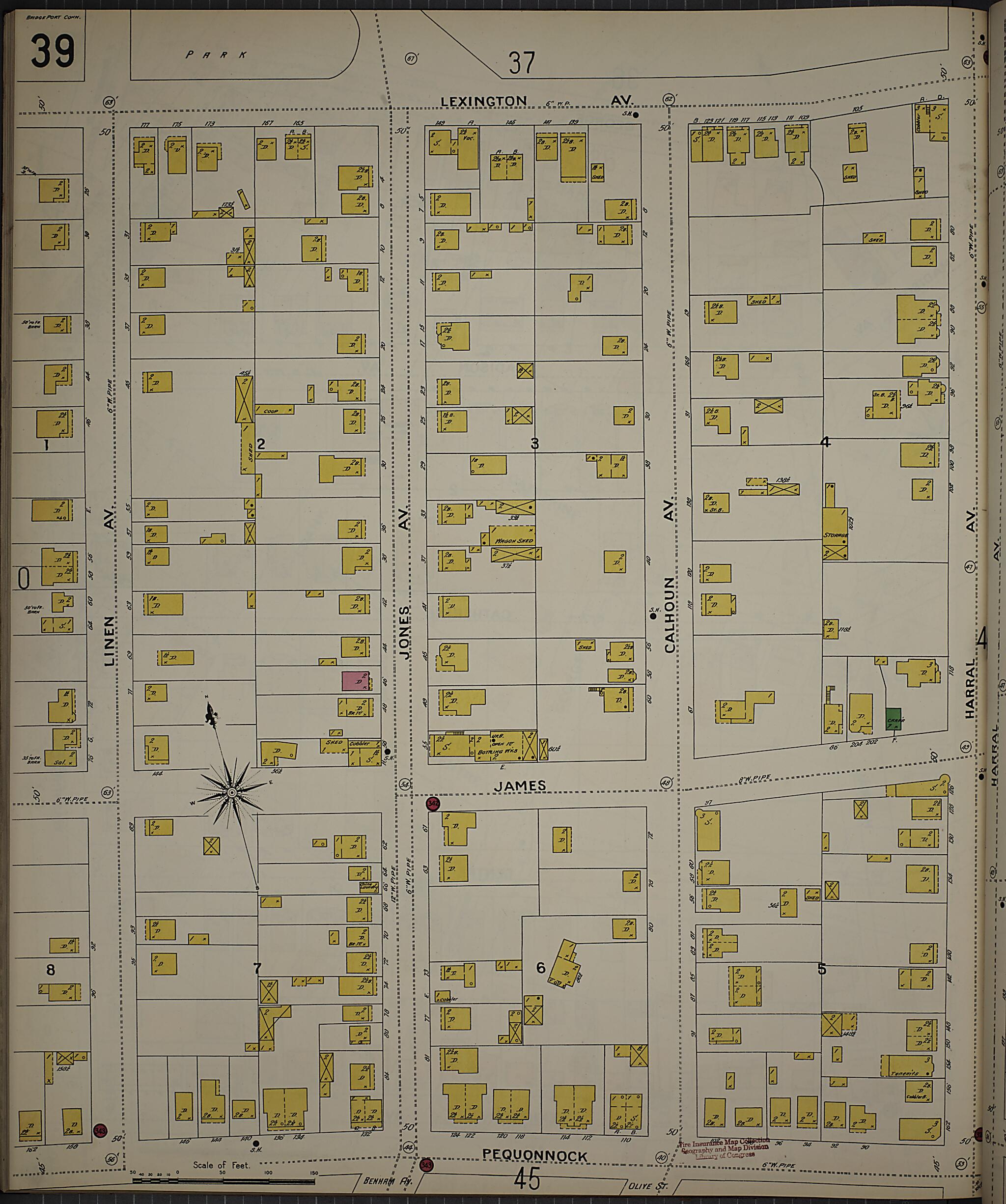 This old map of Bridgeport, Fairfield County, Connecticut was created by Sanborn Map Company in 1898