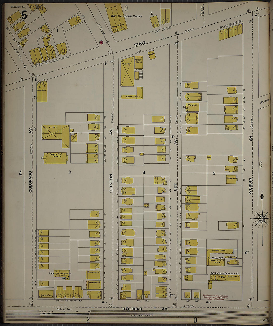 This old map of Bridgeport, Fairfield County, Connecticut was created by Sanborn Map Company in 1898