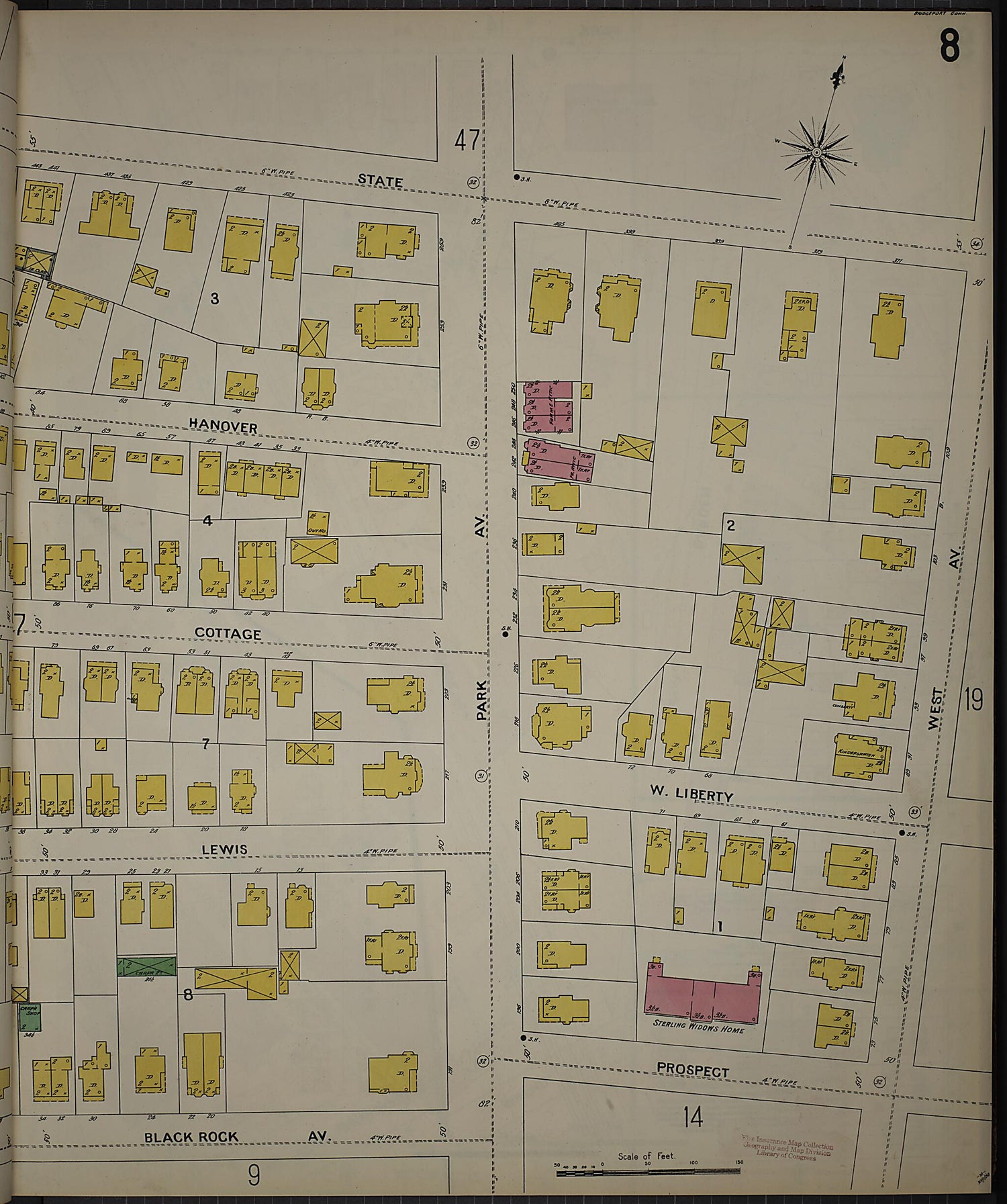 This old map of Bridgeport, Fairfield County, Connecticut was created by Sanborn Map Company in 1898