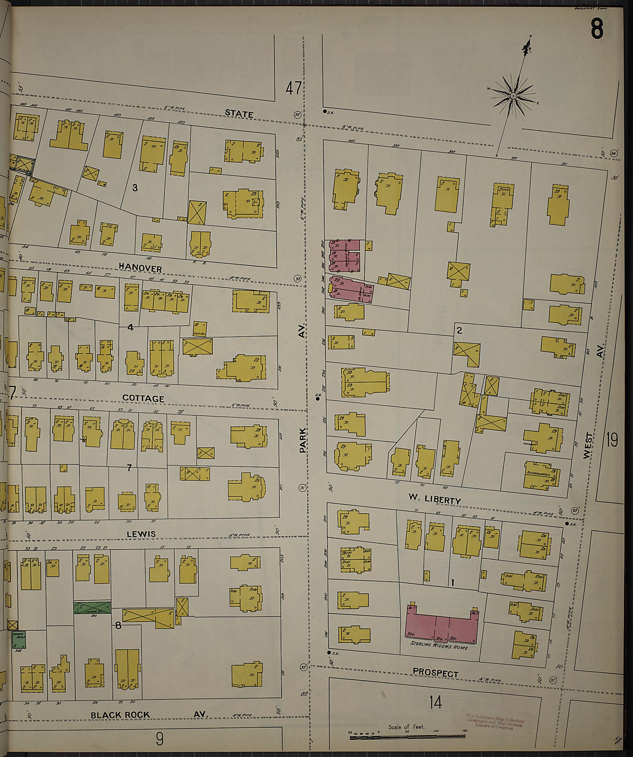 This old map of Bridgeport, Fairfield County, Connecticut was created by Sanborn Map Company in 1898