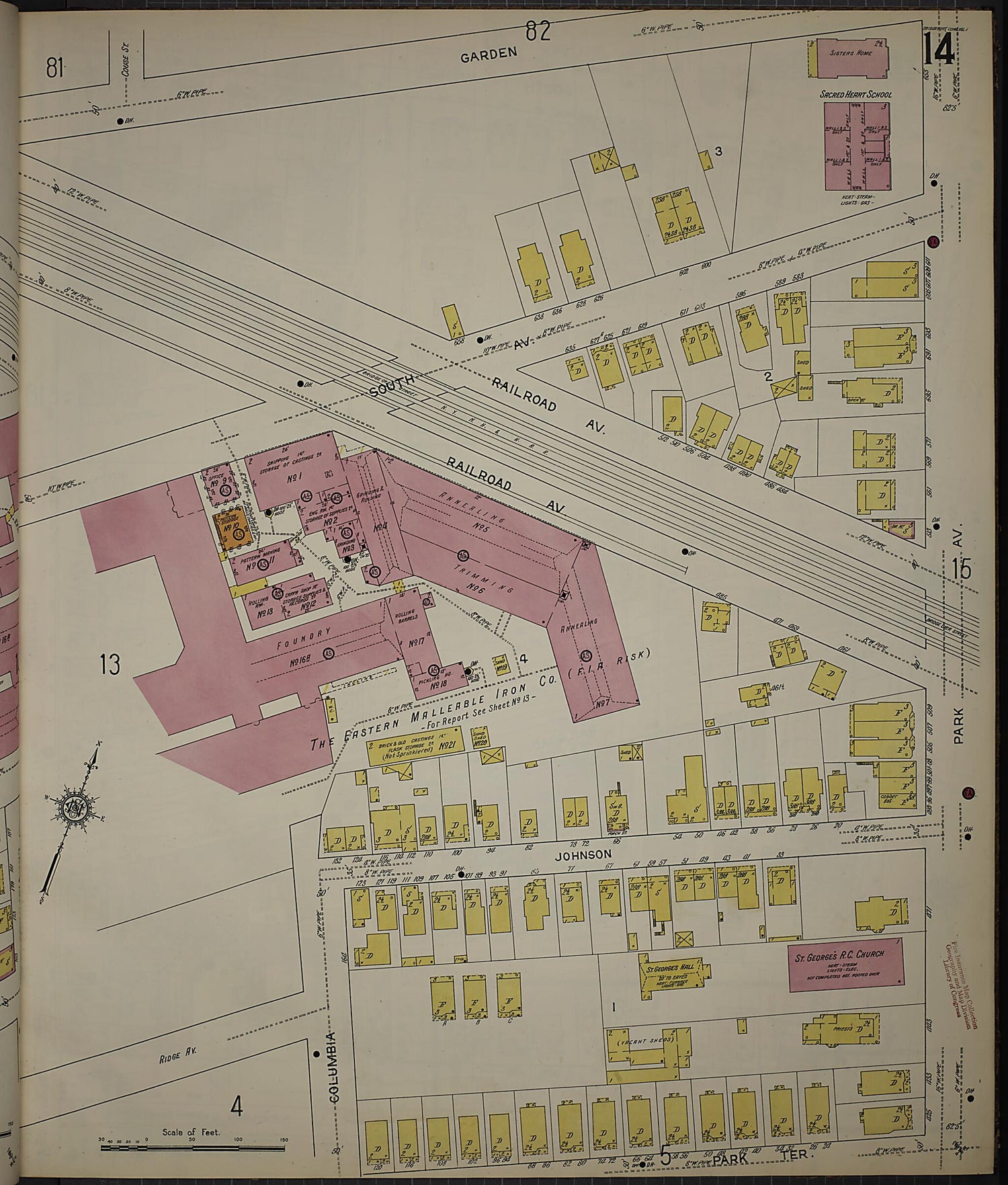 This old map of Bridgeport, Fairfield County, Connecticut was created by Sanborn Map Company in 1913