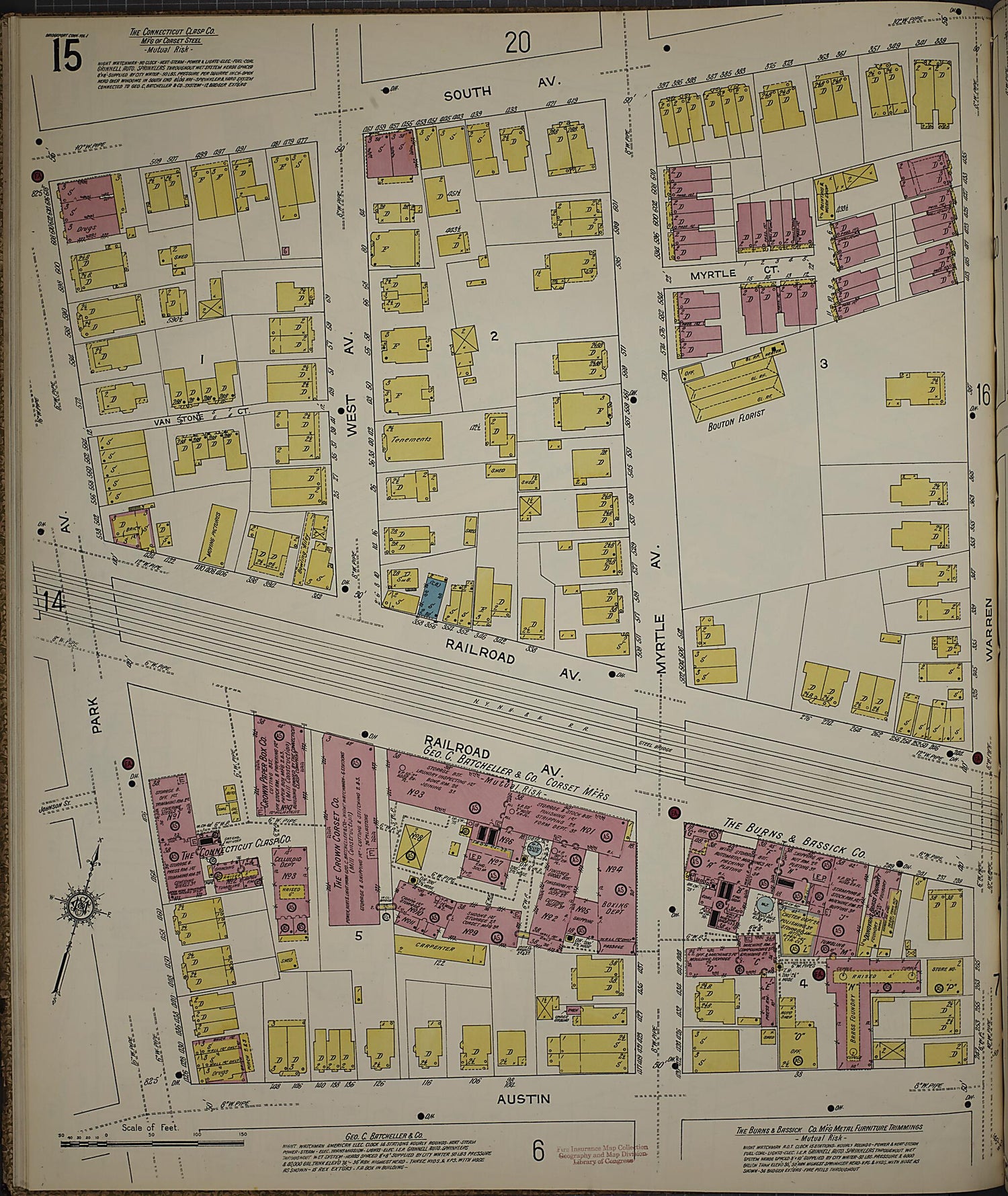 This old map of Bridgeport, Fairfield County, Connecticut was created by Sanborn Map Company in 1913