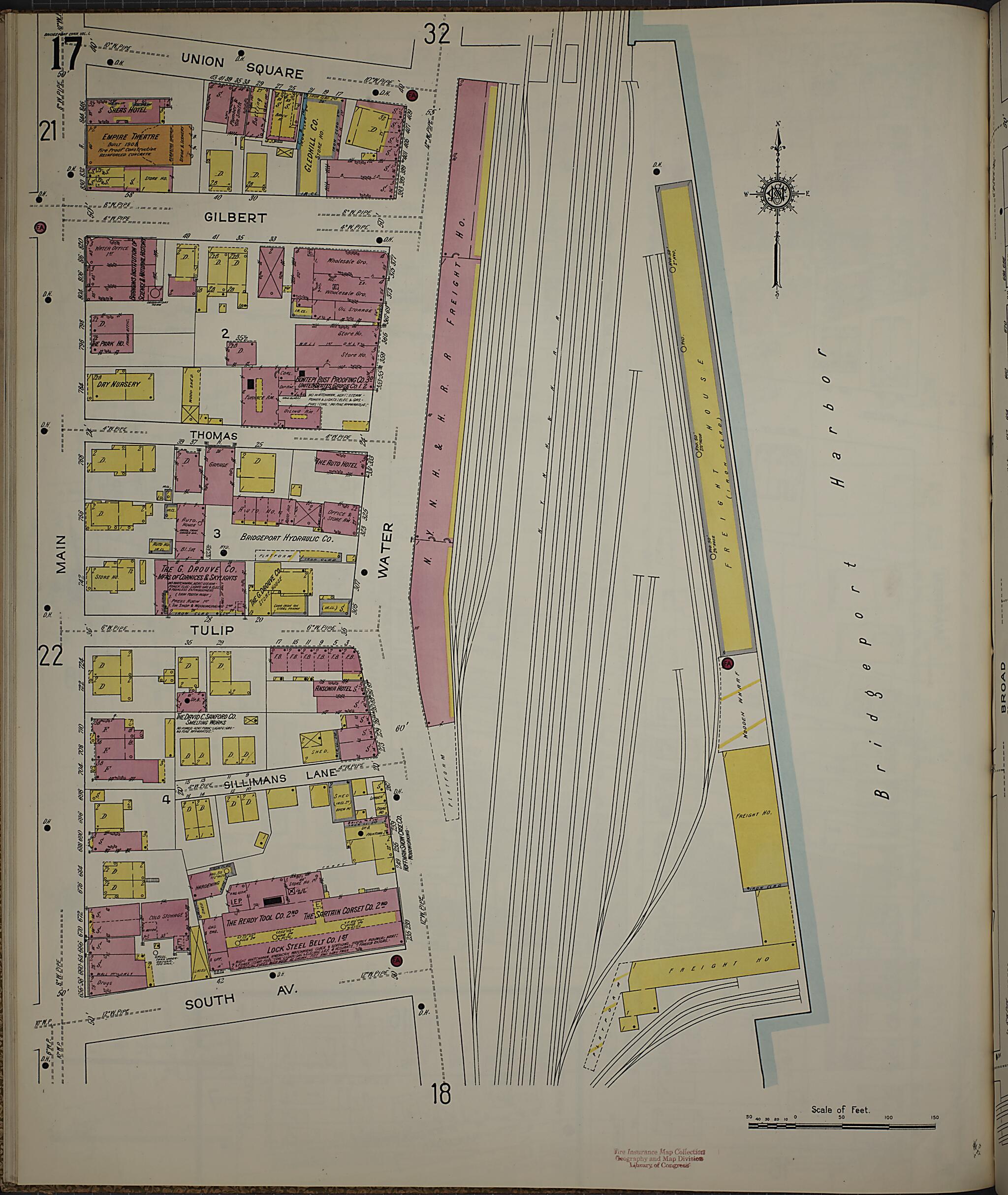 This old map of Bridgeport, Fairfield County, Connecticut was created by Sanborn Map Company in 1913