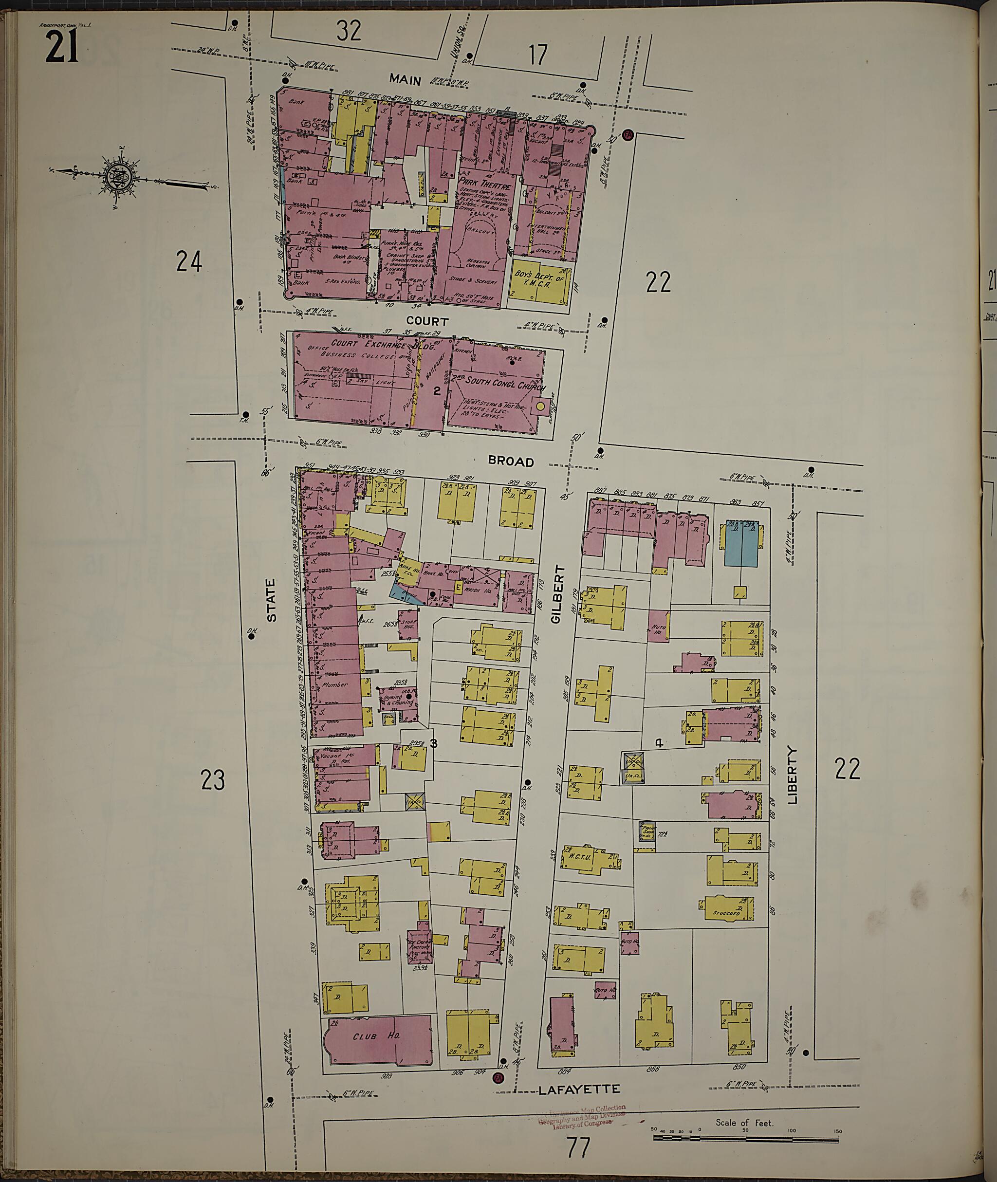 This old map of Bridgeport, Fairfield County, Connecticut was created by Sanborn Map Company in 1913