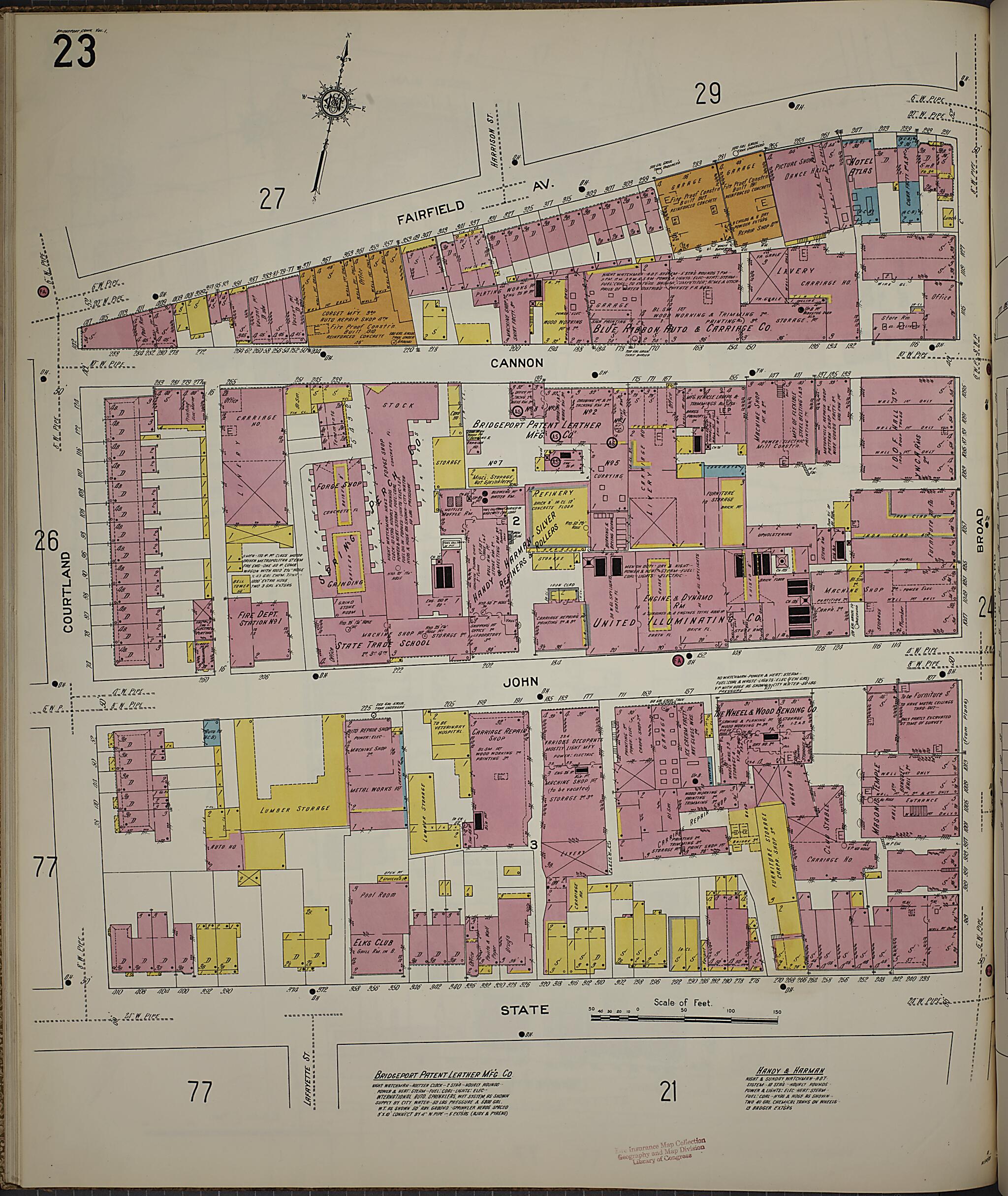 This old map of Bridgeport, Fairfield County, Connecticut was created by Sanborn Map Company in 1913